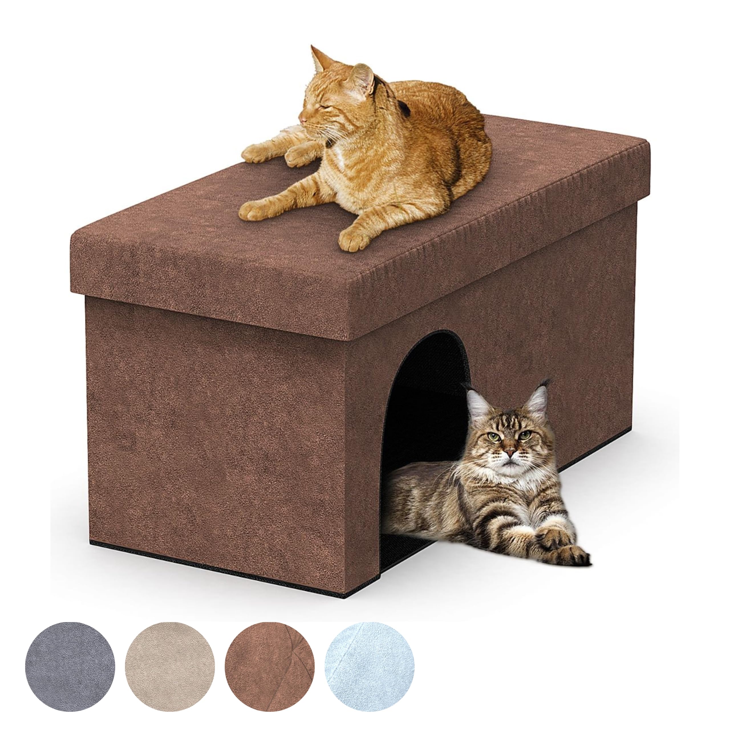 PATHOSIO PETS Cat Hidden Litter Box Furniture and Litter Box Enclosure  Footstool Hidden Cat Litter Box, Modern Cat Litter Box