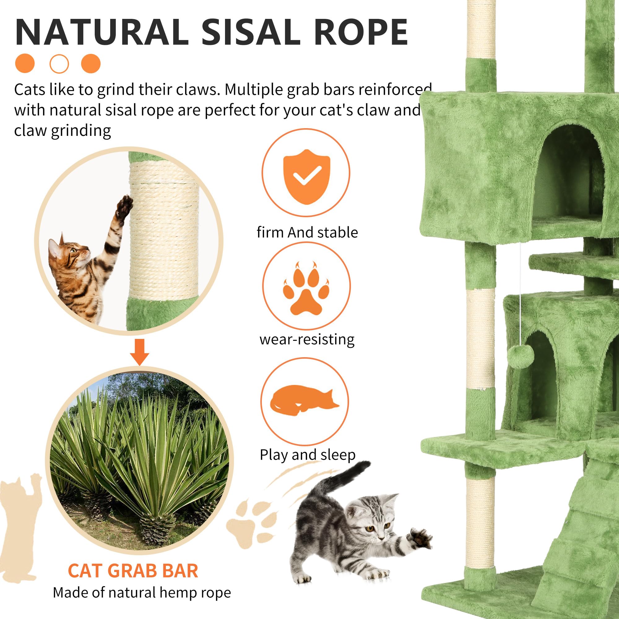 BestPet 70in Cat Tree Tower for Indoor Cats,Multi-Level Cat Furniture Activity Center with Cat Scratching Posts Stand House Cat