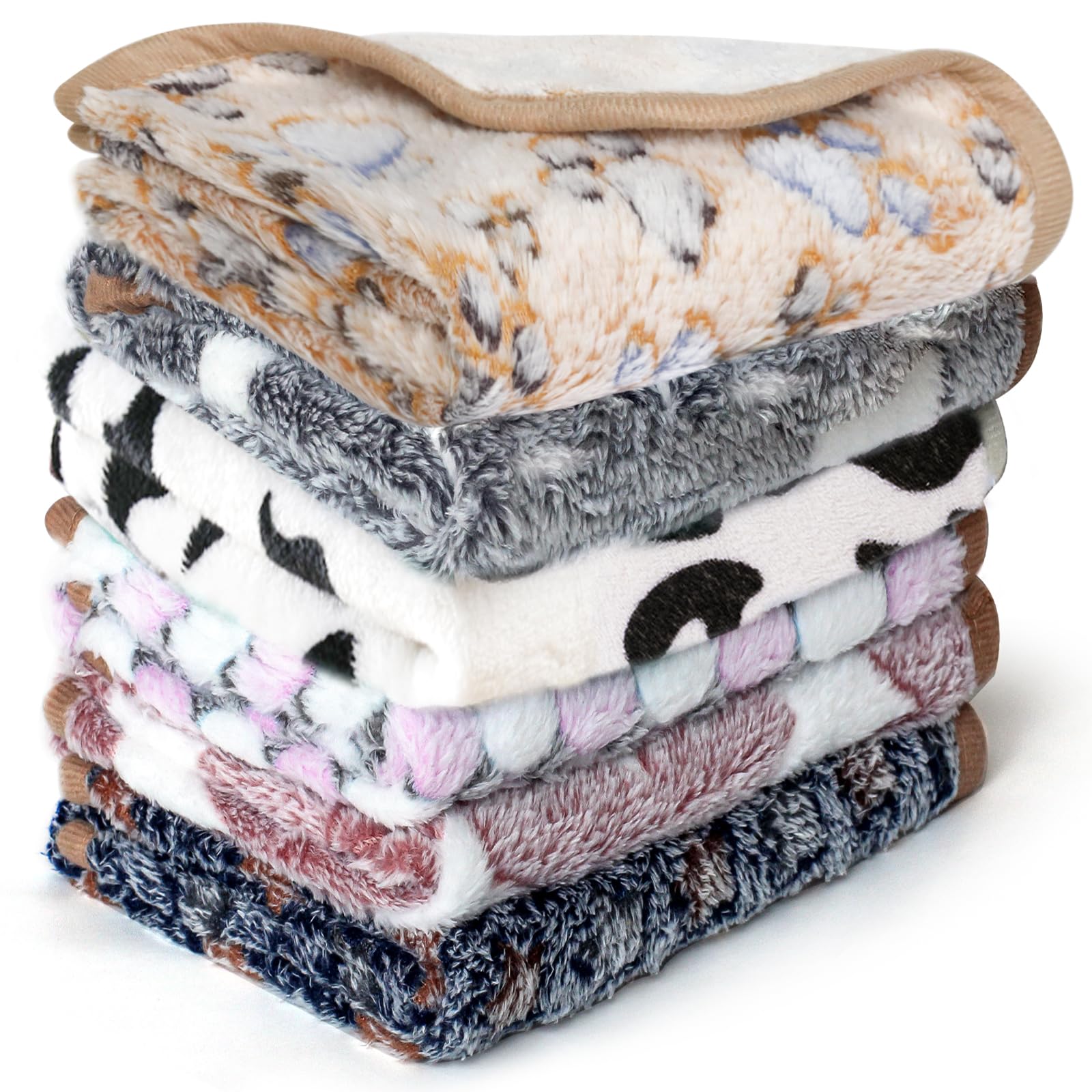 Yedsintu 6 Pcs Washable Guinea Pig Blankets Absorbent Animal Fleece Bedding Waterproof Cage Liners Reusable Pet Pee Pad Sleep Ma