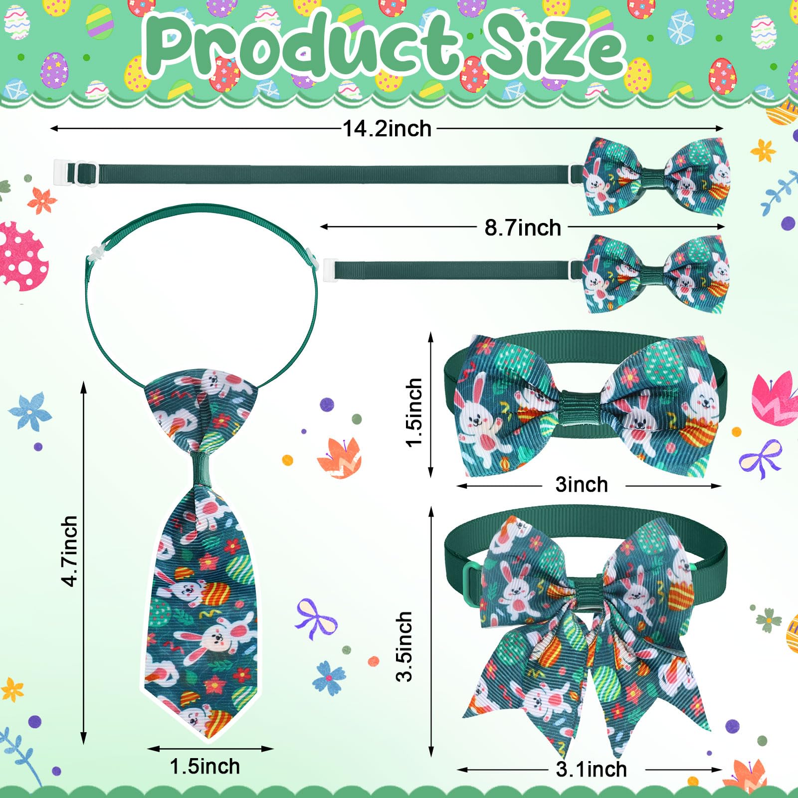Aliceset 240 Pcs Easter Dog Bows Tie Collar Bulk Spring Adjustable Flower Pet Neckties For Dog Cat Grooming Accessories And Pet