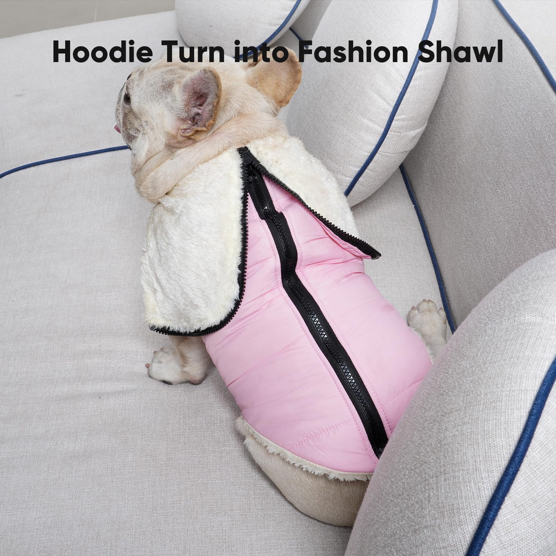 Vecomfy Fleece Lining Dog Hoodie With Harness Built In,Extra Warm Medium Dog Jacket In Winter Doggie Coats With Hooded,Light Pink Xl