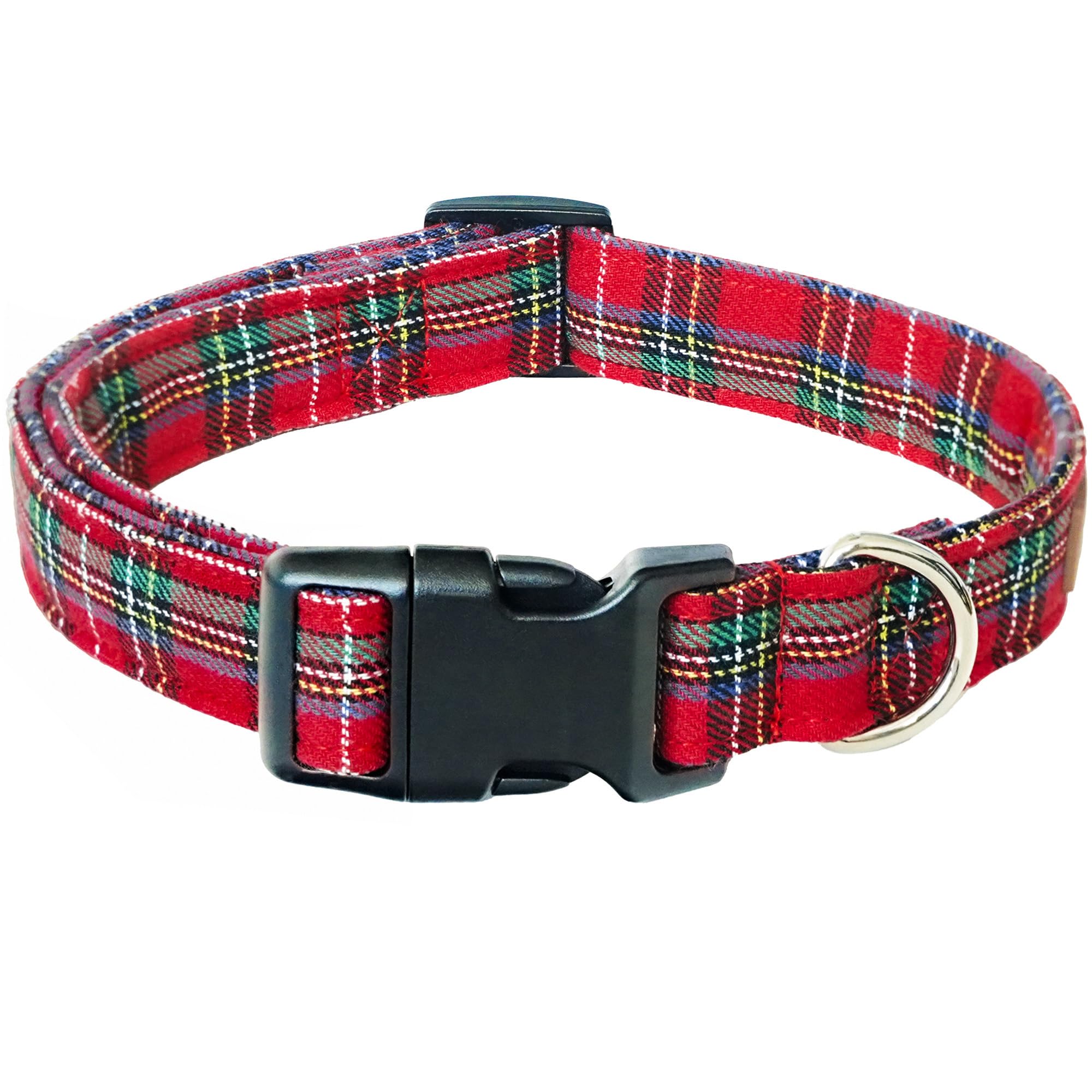 Tunkoo Christmas Classic Plaid Collar Premium Cotton Puppy Collar - Adjustable Collar With Strong Plastic Bucle Gifts For Small 