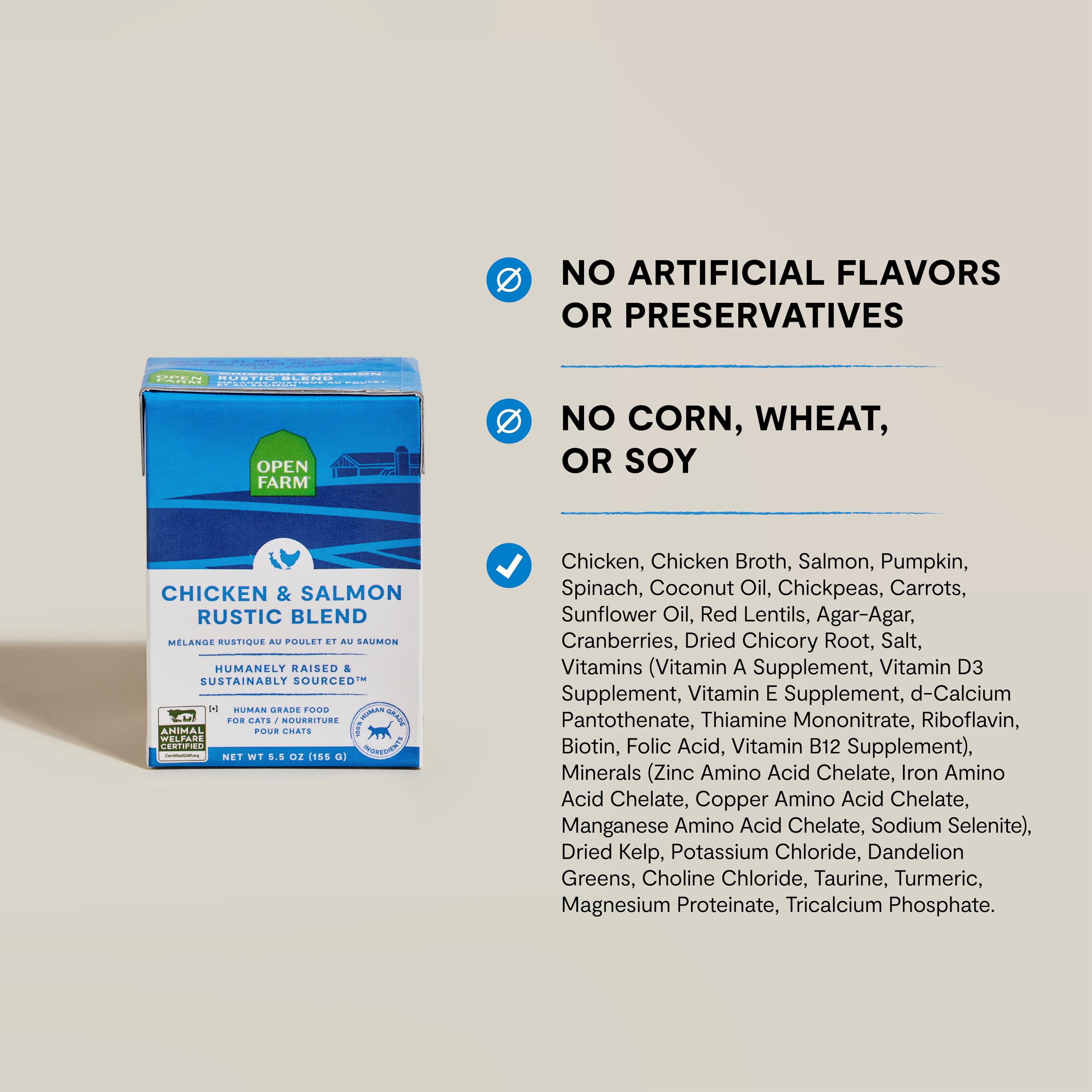 Open Farm Chicken & Salmon Blend Wet Cat Food, Complete Meal or Food Topper with Responsibly Sourced Meat and Superfoods Without