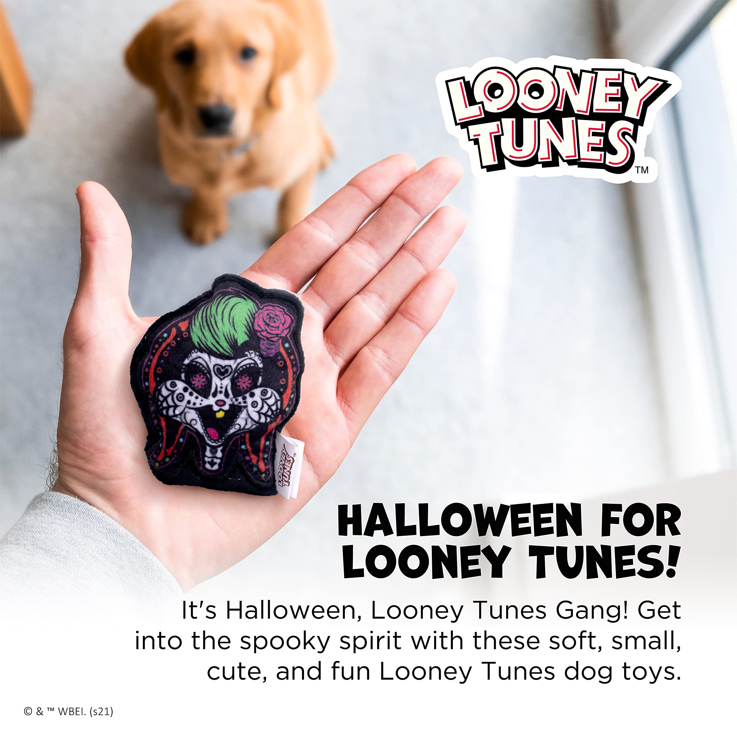 Looney Tunes For Pets Halloween Day Of The Dead Daffy Duck & Lola Bunny Silo Pet Squeaker Toys 2 Piece | Squeaky Dog Toys Small Dog Toys For Small Dogs | Halloween Dog Chew Toys,Ff18362