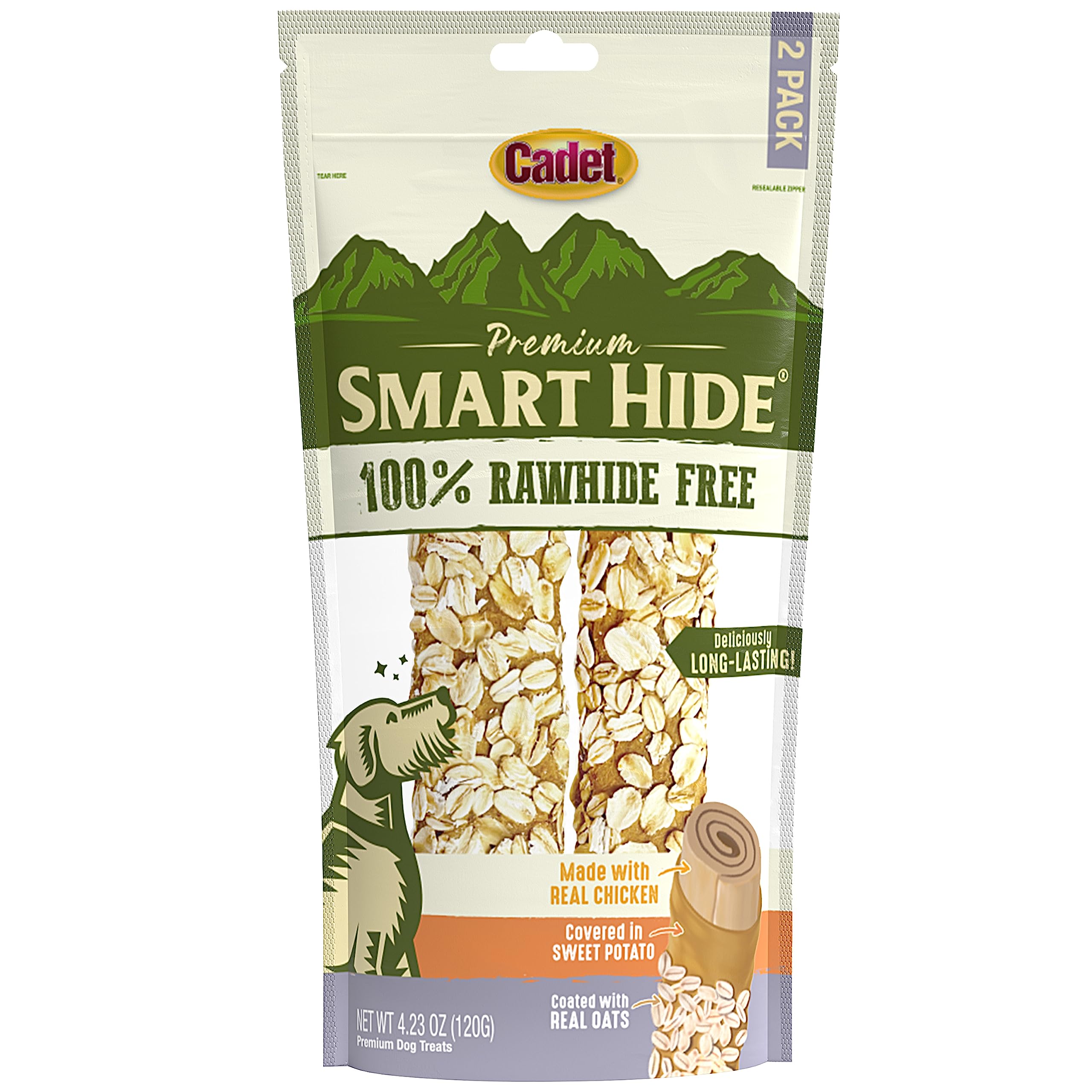 Cadet Smart Hide Rawhide Free Dog Treats - Oat Coated, 2 Count