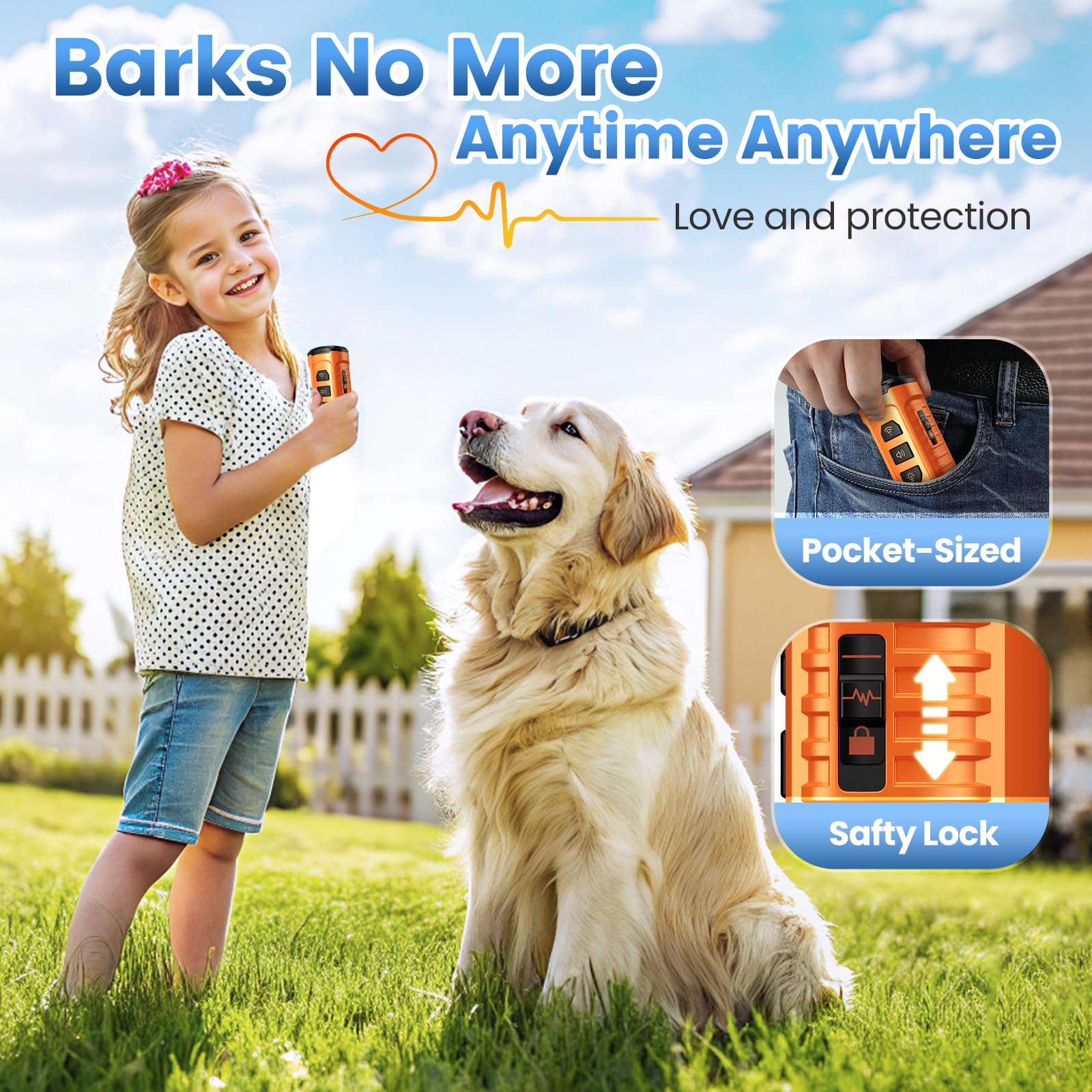 Cbersmg Dog Bark Deterrent Device 3X Anti Barking Device for Dogs, 5 Modes Stop Neighbors Dog Barks No More Safe for All Dogs 50