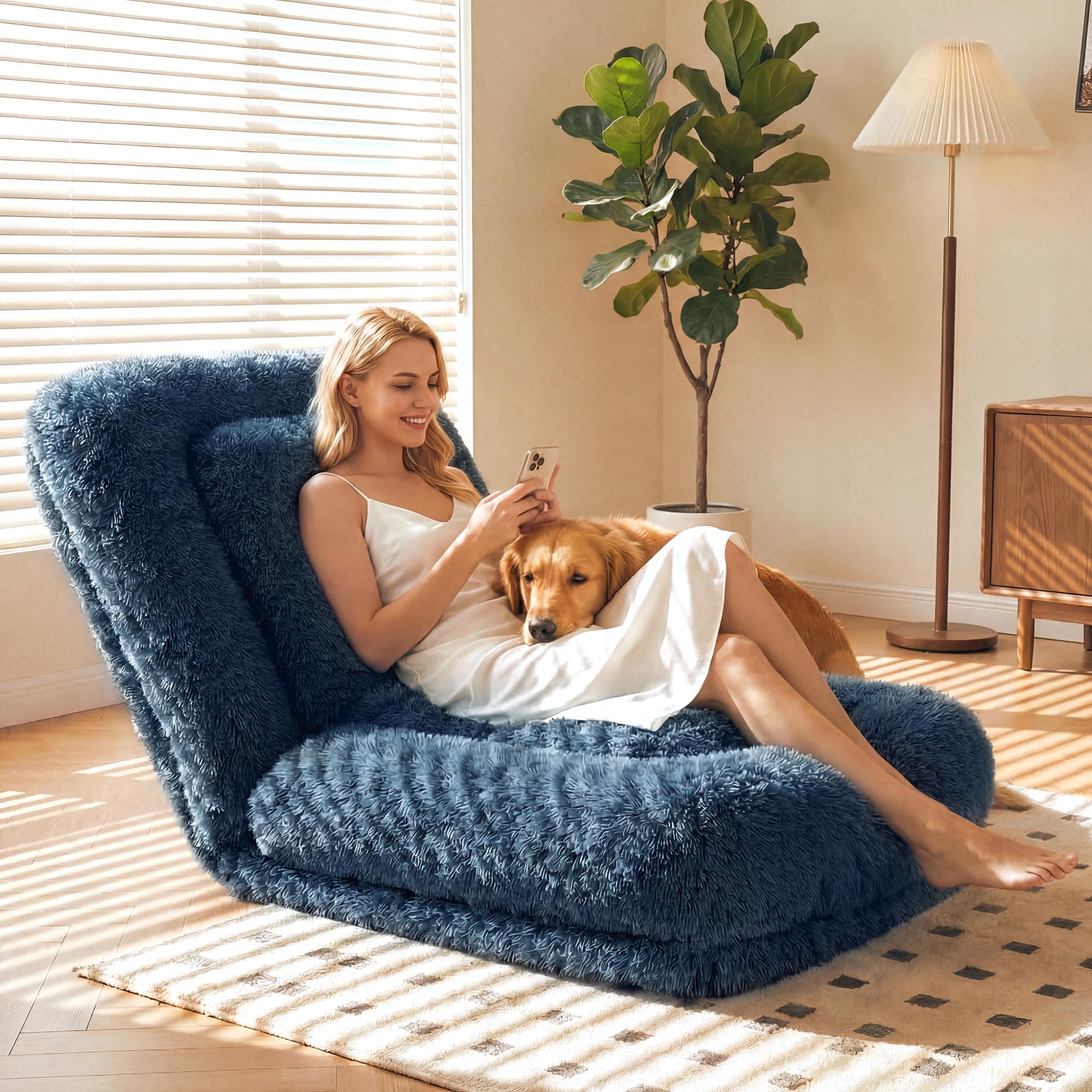 Flamaker Human Dog Bed Adjustable, Foldable Human Dog Bed for Adult & Pets with Egg Orthopedic Foam, Adjustable Upholstered Big 