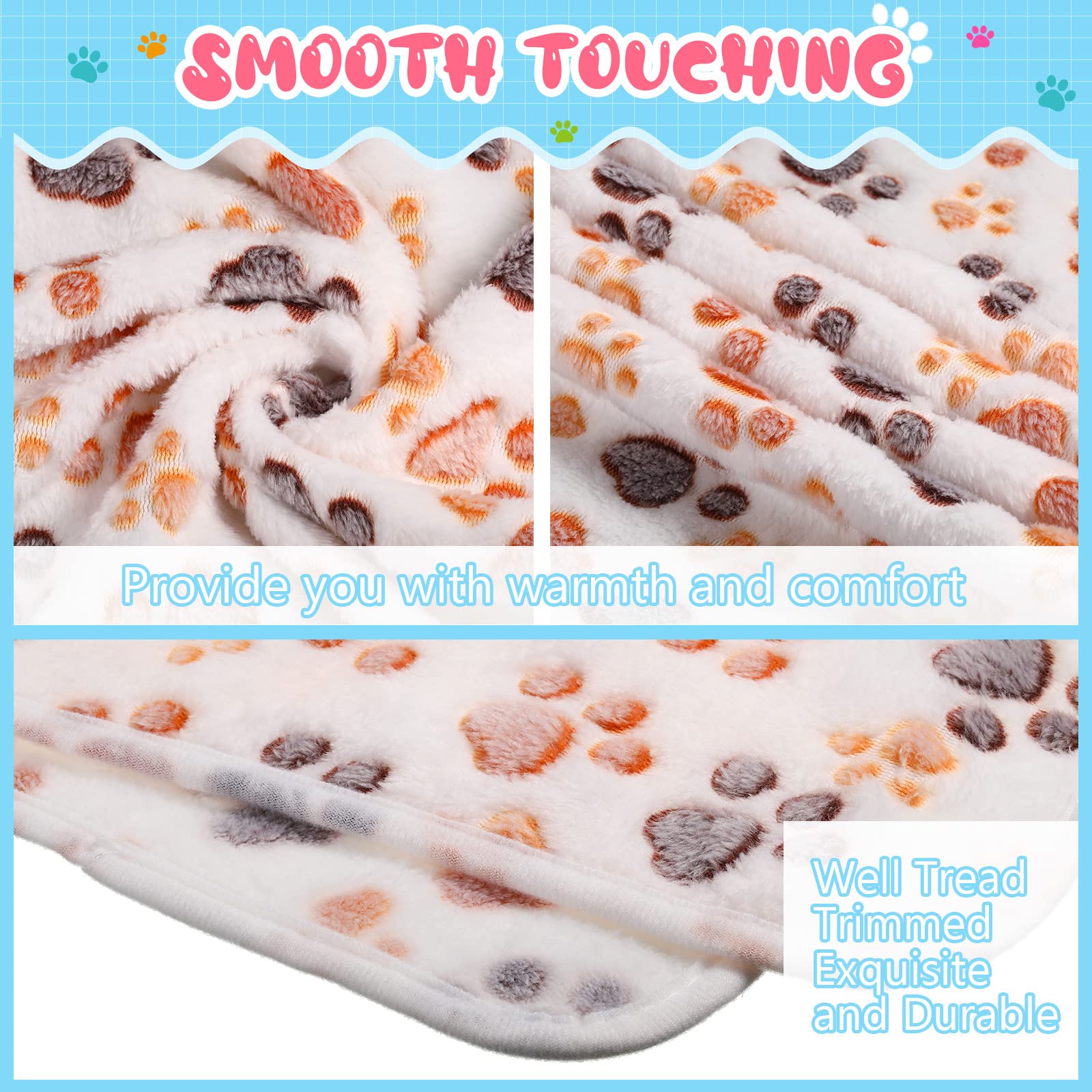 4 Pcs Pet Blanket Dog Puppy Blanket Paw Print Fleece Blanket For Small Medium Pet Dog Cat Warm Soft Sleep Mat Guinea Pig Cage Li