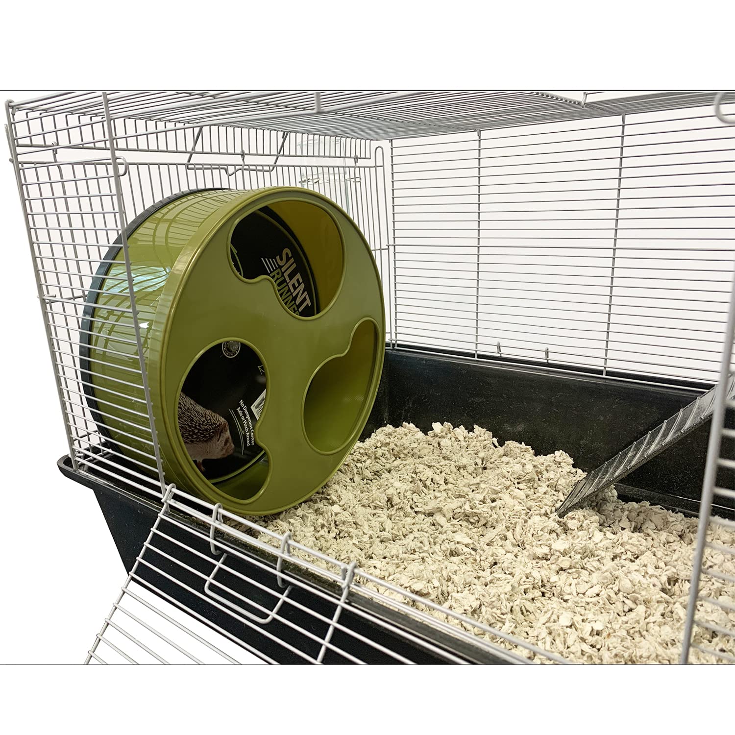 Silent Runner 12' Wide + Cage Attachment + Autoclean Track + Sandy Track - Silent, Fast, Durable Exercise Wheel - Sugar Gliders, Degus, Rats, Hedgehogs, Prairie Dogs & Small Pets