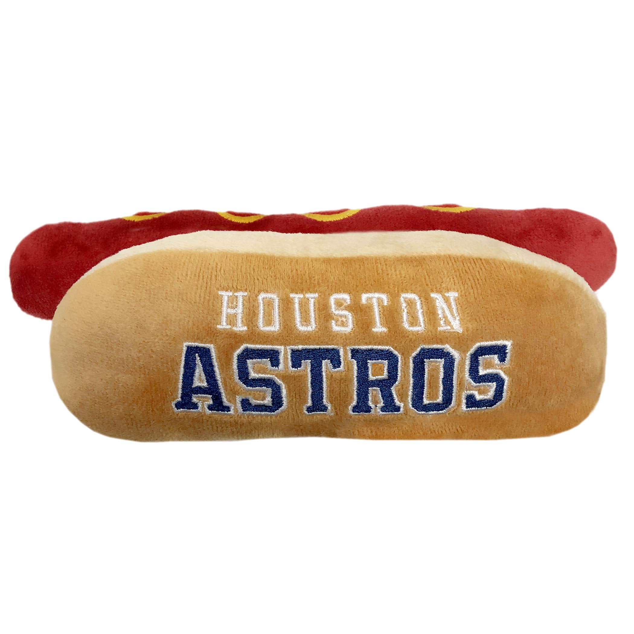 Mlb Houston Astros Plush Dog Toys - Stadium Theme Snacks - Cutest Plush Hot-Dog Toy For Dogs & Cats With Inner Squeaker & Premiu