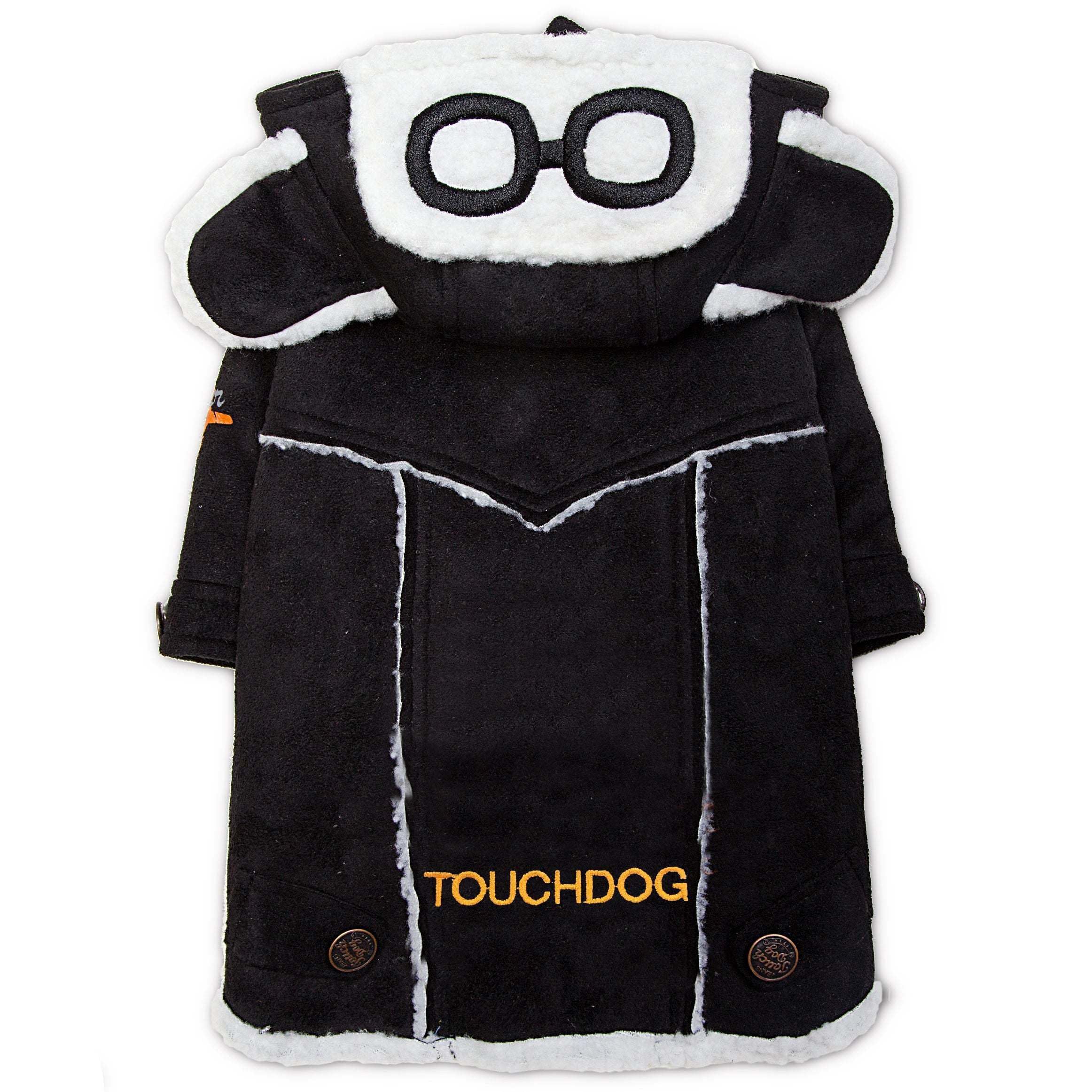 Touchdog 'Tuskegee' Aero-Vintage Designer Dog Coat , Large, Black