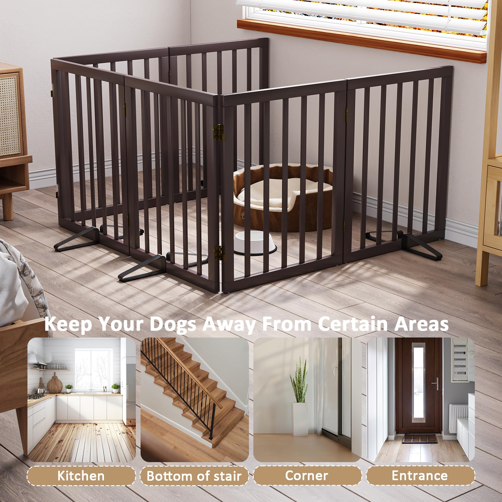 Mino Kesper Freestanding Pet Gate 55-110 Extre Wide, Foldable Dog Gate for The Doorways House, Pet Gates for Dogs, Doogie Puppy