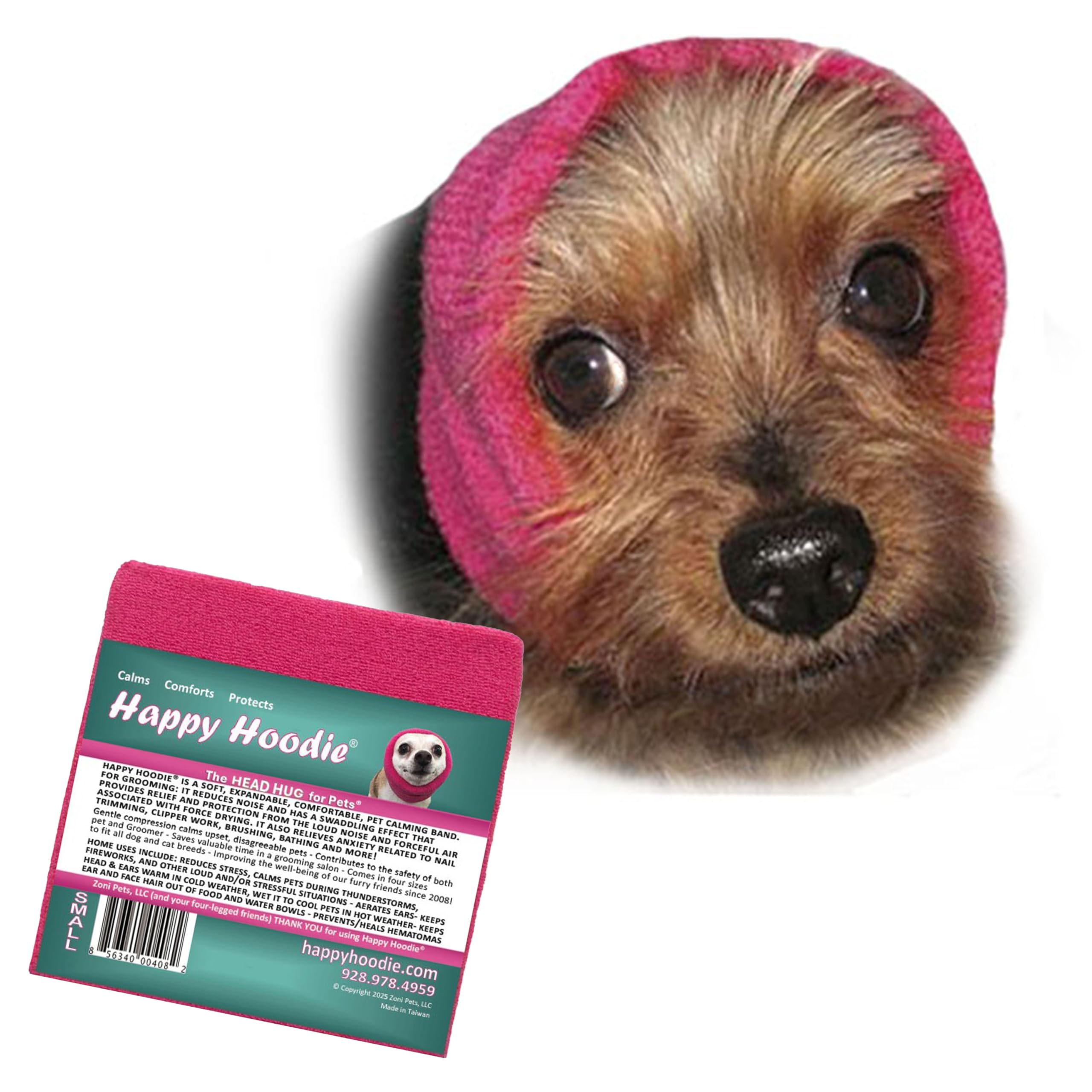 The Original Happy Hoodie For Dogs & Cats - Since 2008 - The Grooming And Force Drying Miracle Tool For Anxiety Relief & Calming Dogs (Small, Pink)