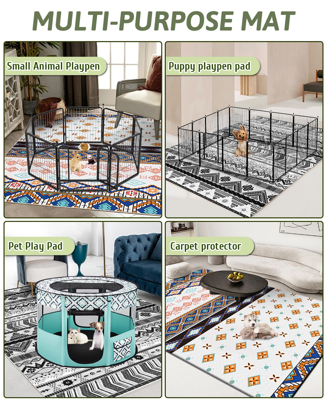 BNOSDM 91'' X 63'' Extra Large Bunny Cage Liner Washable Guinea Pig Mat Large Animals Mats Animal Pads for Floor Indoor Rabbit C
