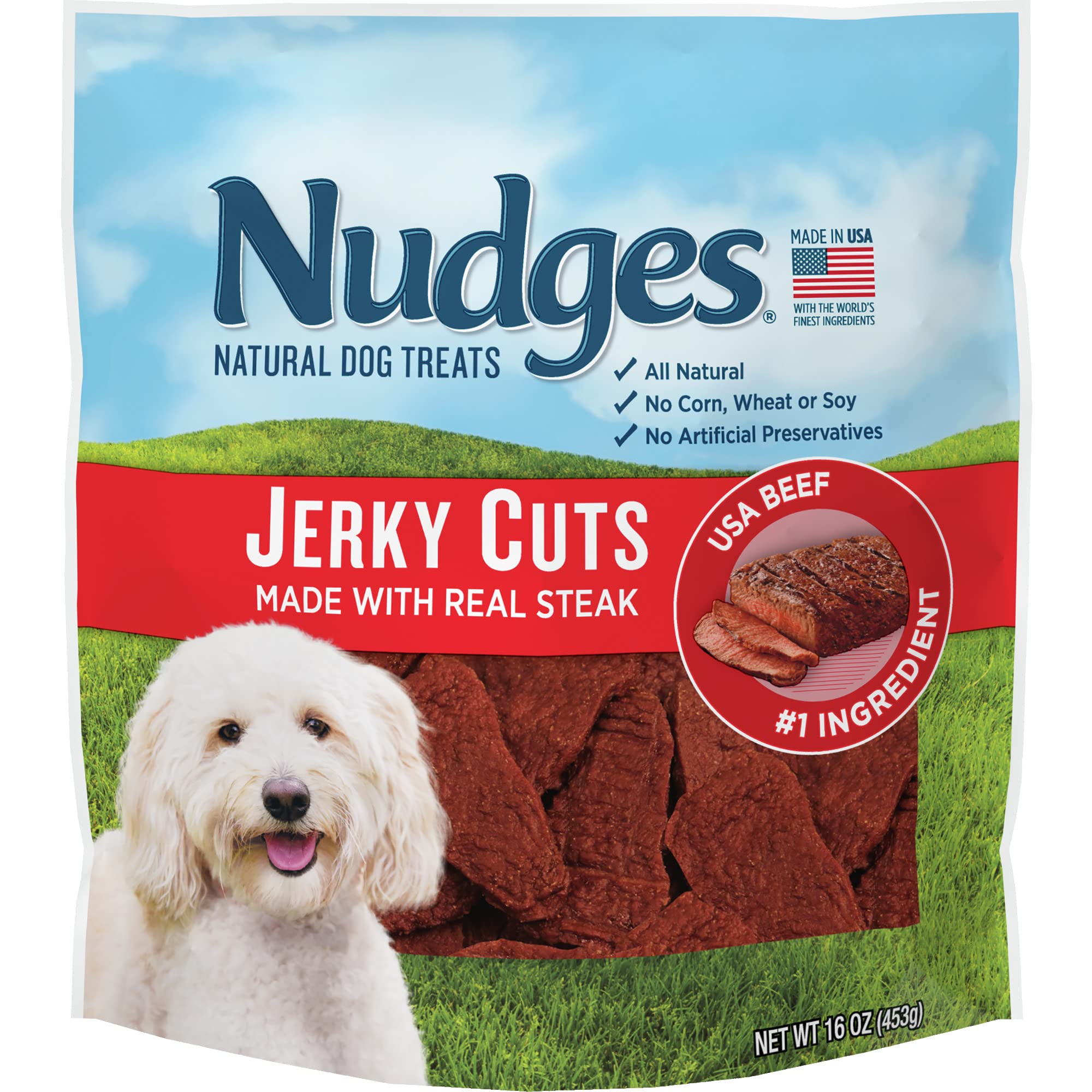 Blue Buffalo Nudges Jerky Cuts Natural Dog Treats, Beef, 16oz