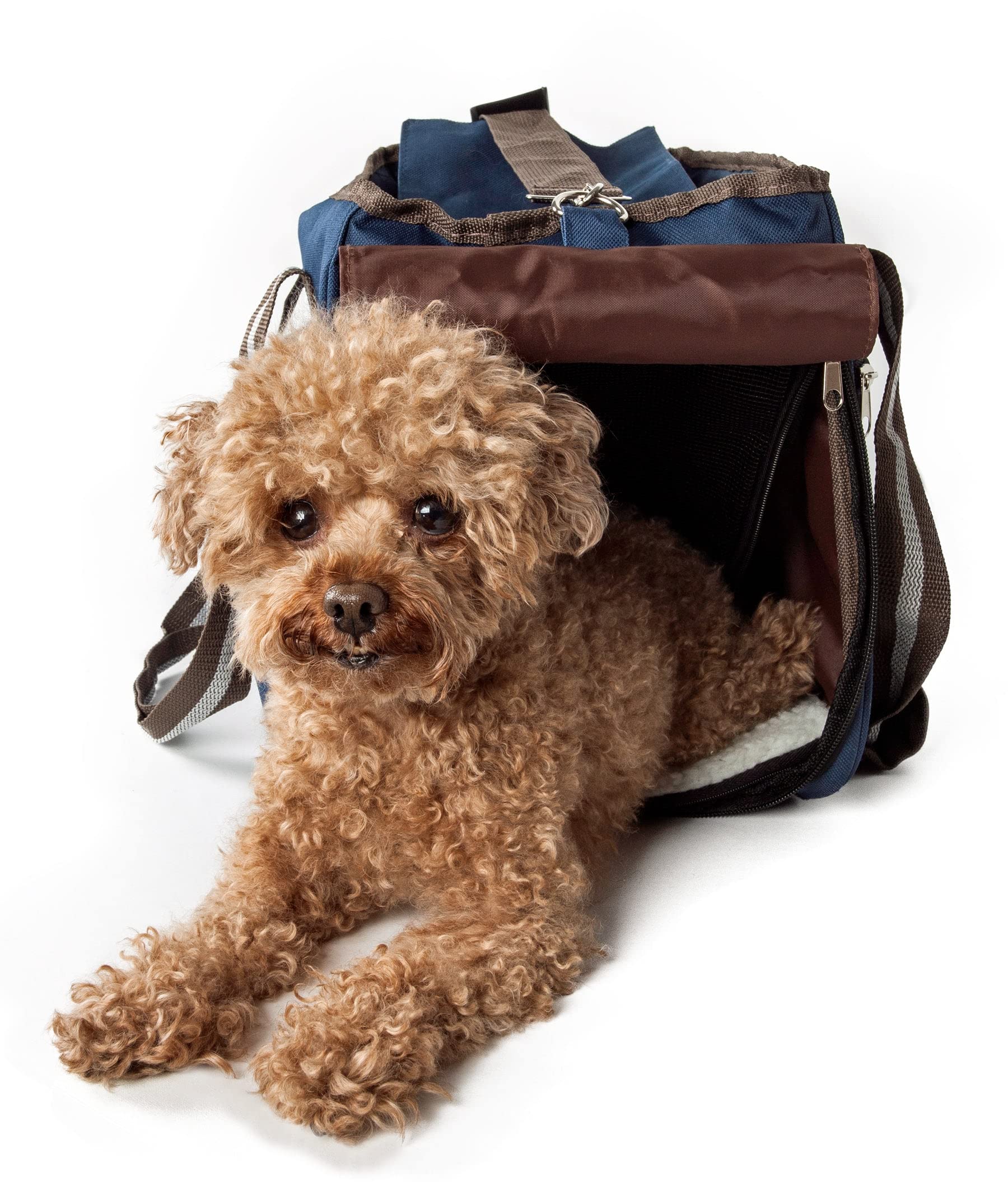 Pet Life Dual-Pocketed Fashion Airline Pet Carrier With Included Shoulder Straps And Dual-Top Mesh Zippers - Dog Carrier For Small And Medium Dogs