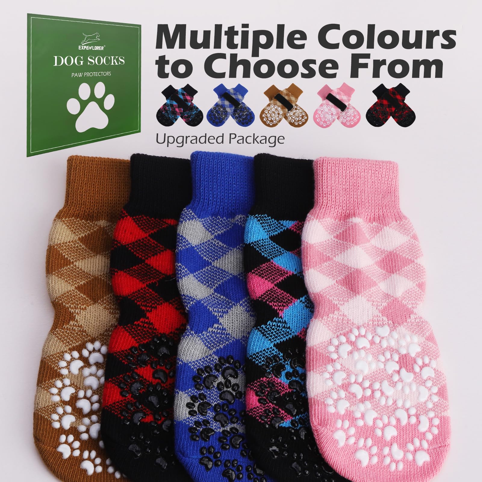 Expawlorer Dog Socks To Prevent Licking Paws, Dog Shoes For Hot Pavement, Anti Slip Dog Booties For Hardwood Floors, Dog Boots &