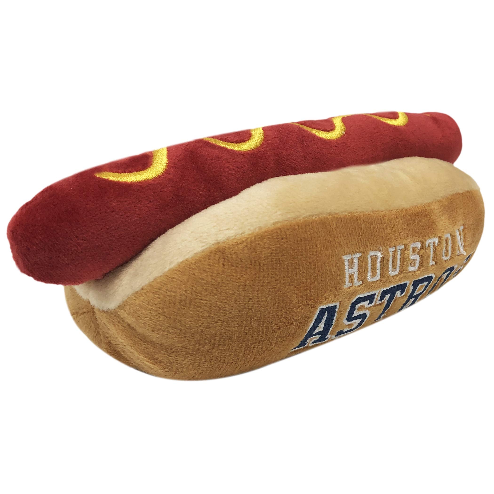 Mlb Houston Astros Plush Dog Toys - Stadium Theme Snacks - Cutest Plush Hot-Dog Toy For Dogs & Cats With Inner Squeaker & Premiu