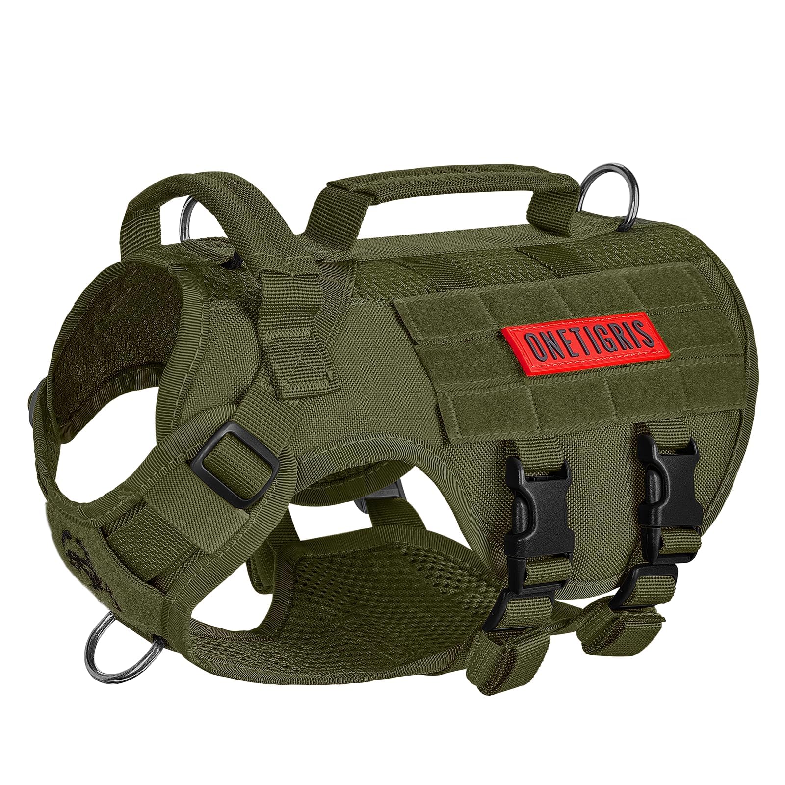 Onetigris Tactical Dog Harness For Small Dog, No Pull Small Dog Vest Harness Breathable Military Dog Molle Vests With Handles, H