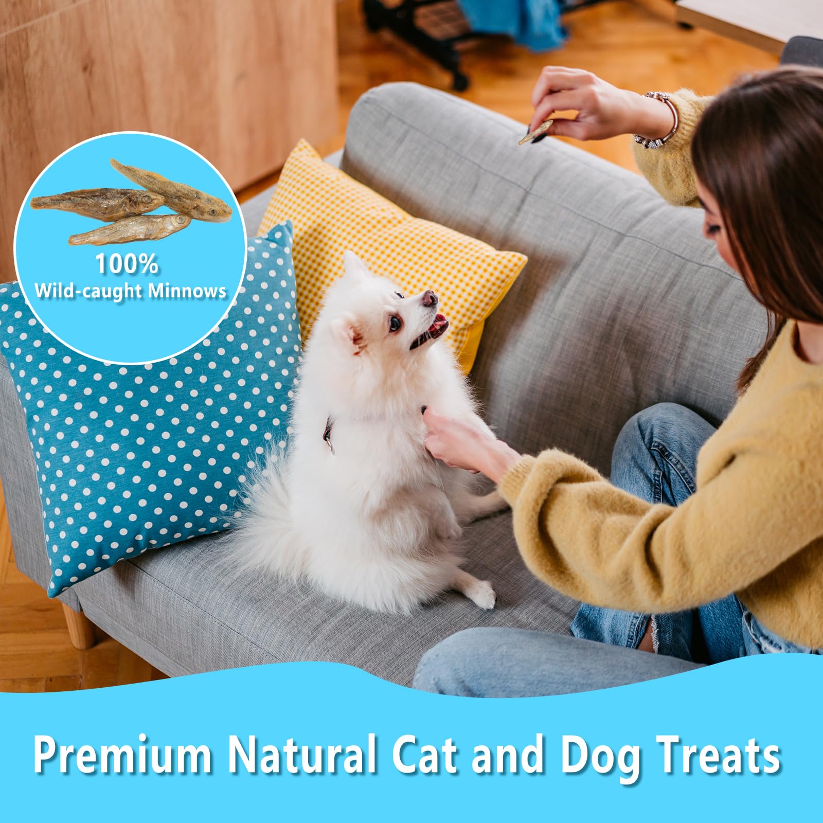 JADINGSFARM Minnows 8 oz Freeze Dried Minnows, 100% Natural Cat Treat, Dog Treat Freeze Dried Minnows for Cats Freeze Dried Minn