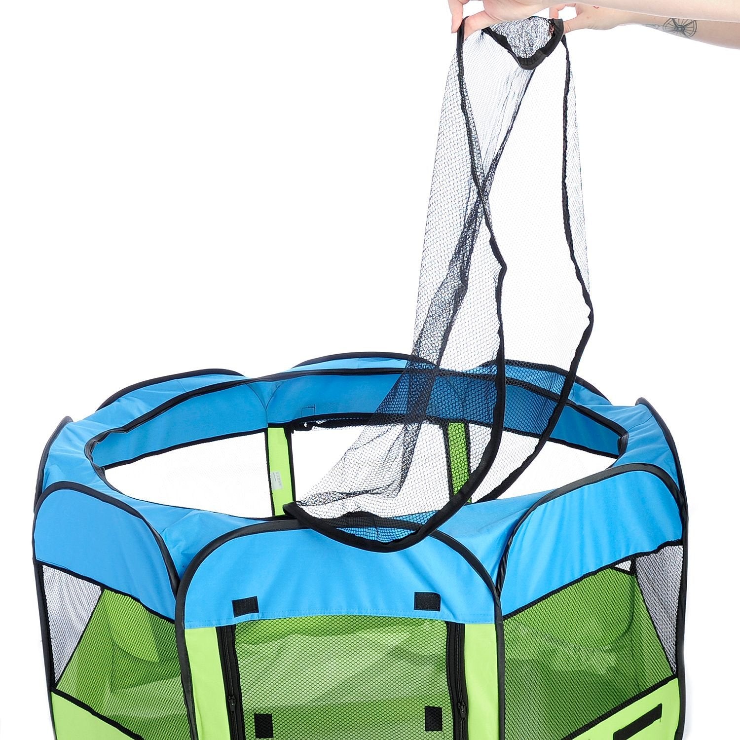 All-Terrain Lightweight Easy Folding Wire-Framed Collapsible Travel Pet Playpen(D0102H7LCKY.)
