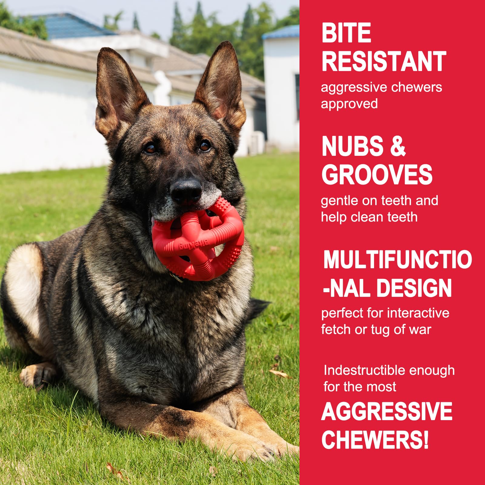 BiteKing Natural Rubber Dog Balls for Large Aggressive Chewers - Lifetime Replacement - Indestructible and Durable Dog Toys for