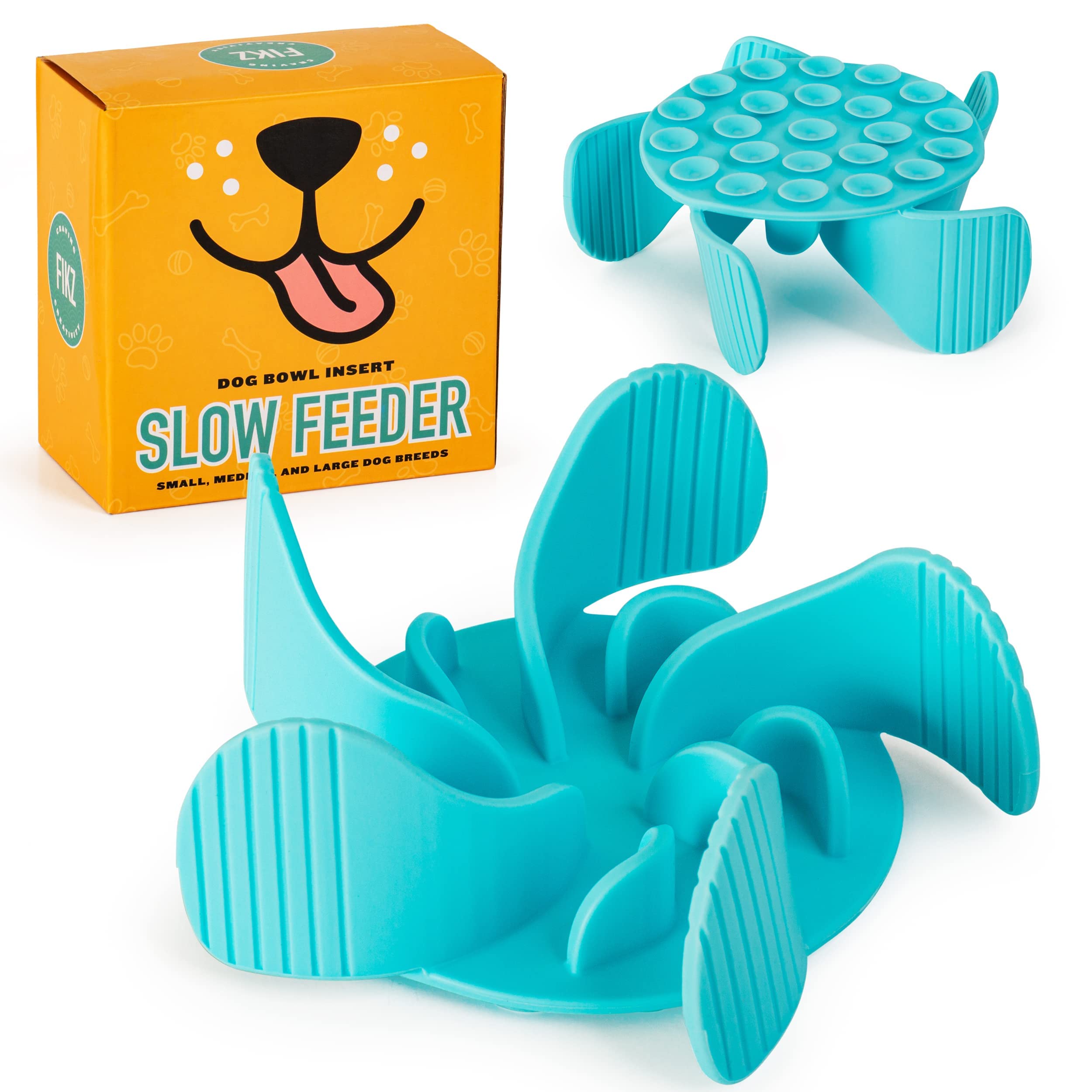Dog Bowl Slow Feeder Insert  Trimmable Insert Fits 4.77inch Dog Bowls  Flexible Silicone Blades Prevent Gulping, Choking & Bloat