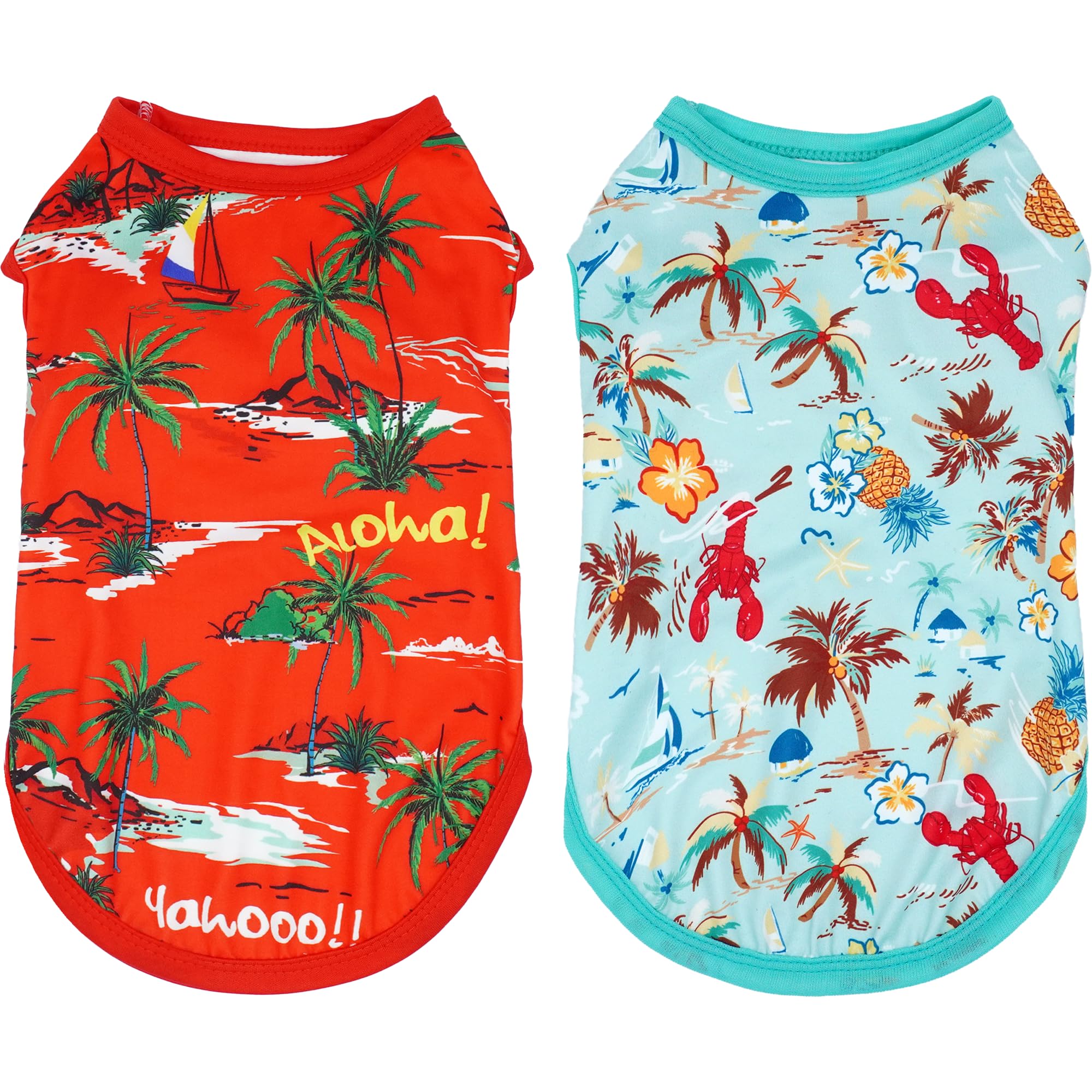Jpgdn Hawaiian Dog Shirts For Large Dog Girl Boy Bule Red Sleeveless Tank Top Tee Vest T Shirts Male Female Summer Outfit Pack O