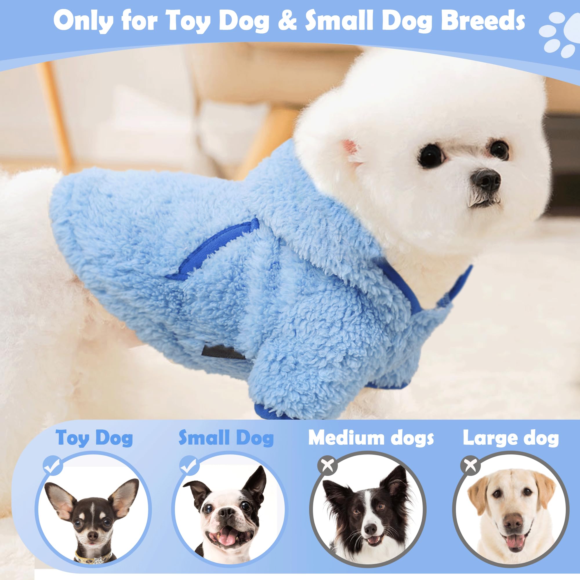 Small Dog Sweater Fleece Hoodie Girl Boy Winter Warm Puppy Clothes Chihuahua Teacup Yorkie Soft Stretchy Tiny Dog Outfits Cat Sw