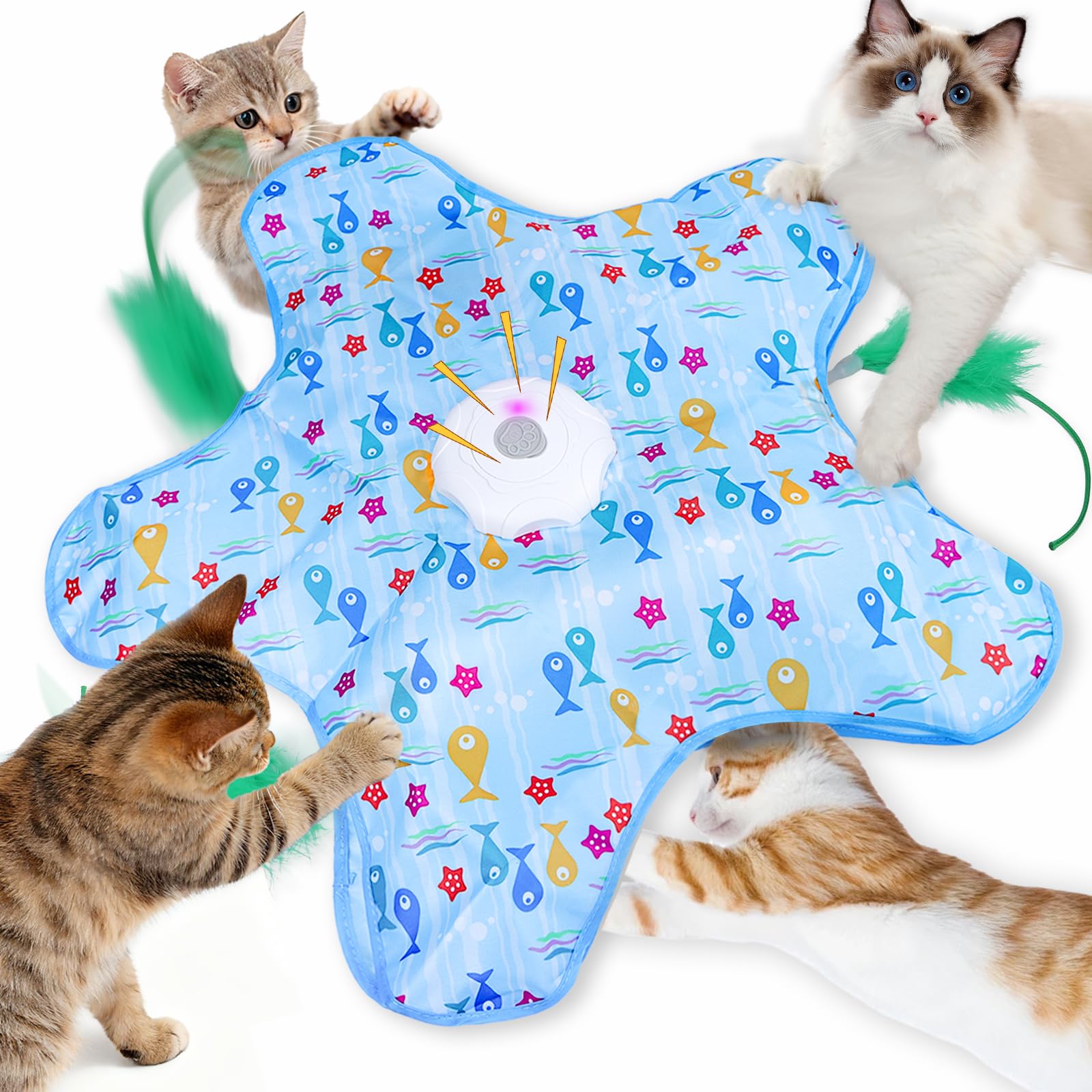 Fivava Cat Toy SelfEmployment, Interactive Cat Toy, Electric, Rechargeable Toy For Cats With 3 Interchangeable Feathers