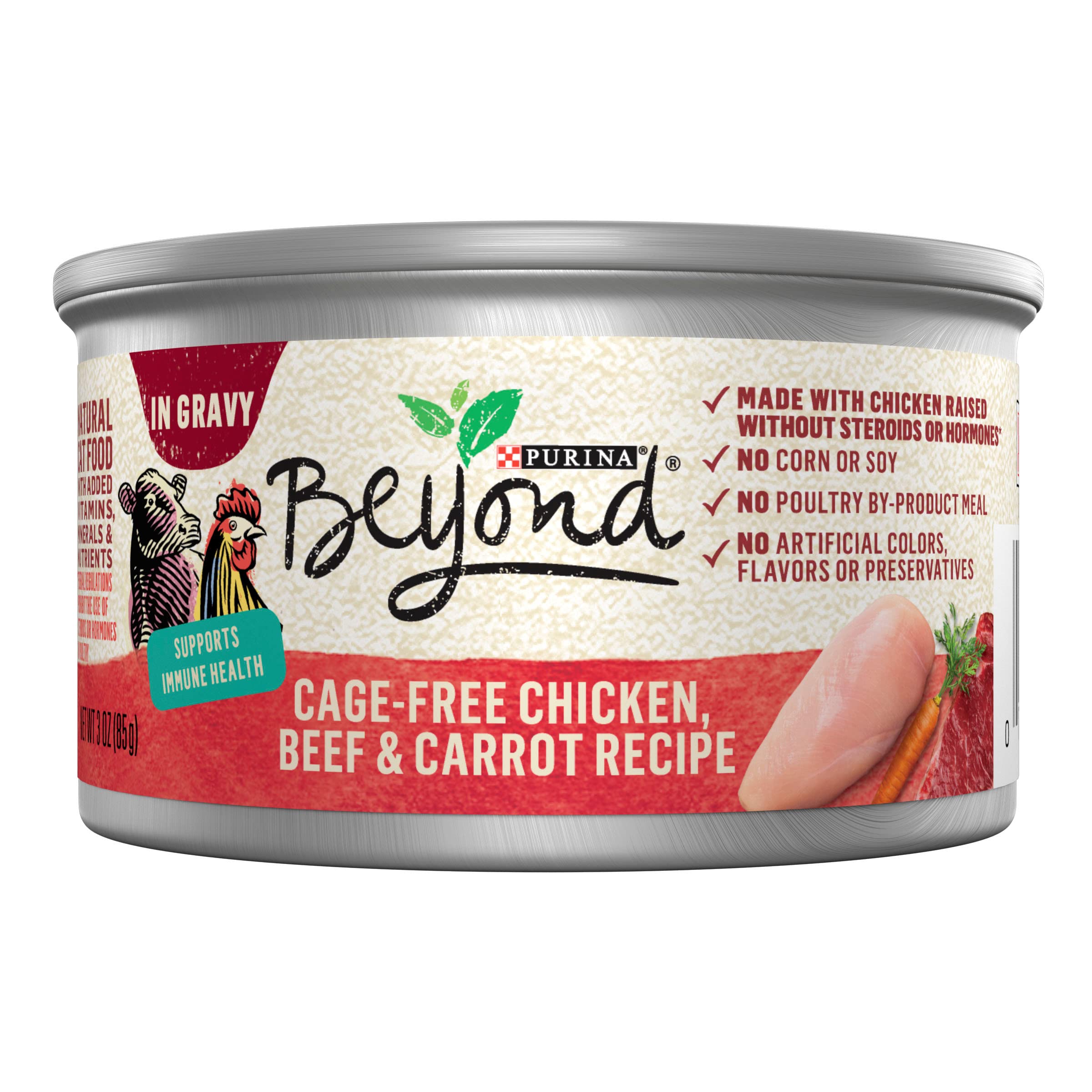 Purina Beyond Cage-Free Chicken, Beef and Carrot Recipe In Wet Cat Food Gravy - (Pack of 12) 3 oz. Cans