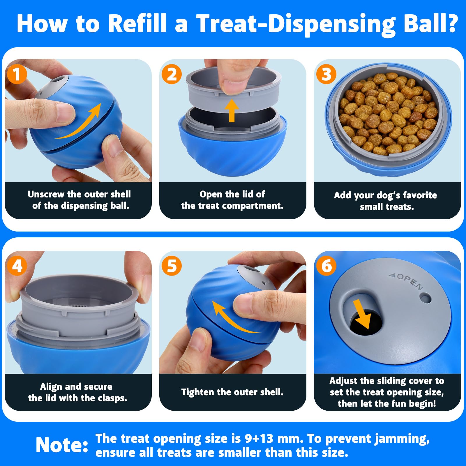 BABORUI Interactive Dog Puzzle Toy Ball, Adjustable Treat Dispenser, Enrichment Toy for Small Medium Large Dogs, Pineapple Color, Model H-557