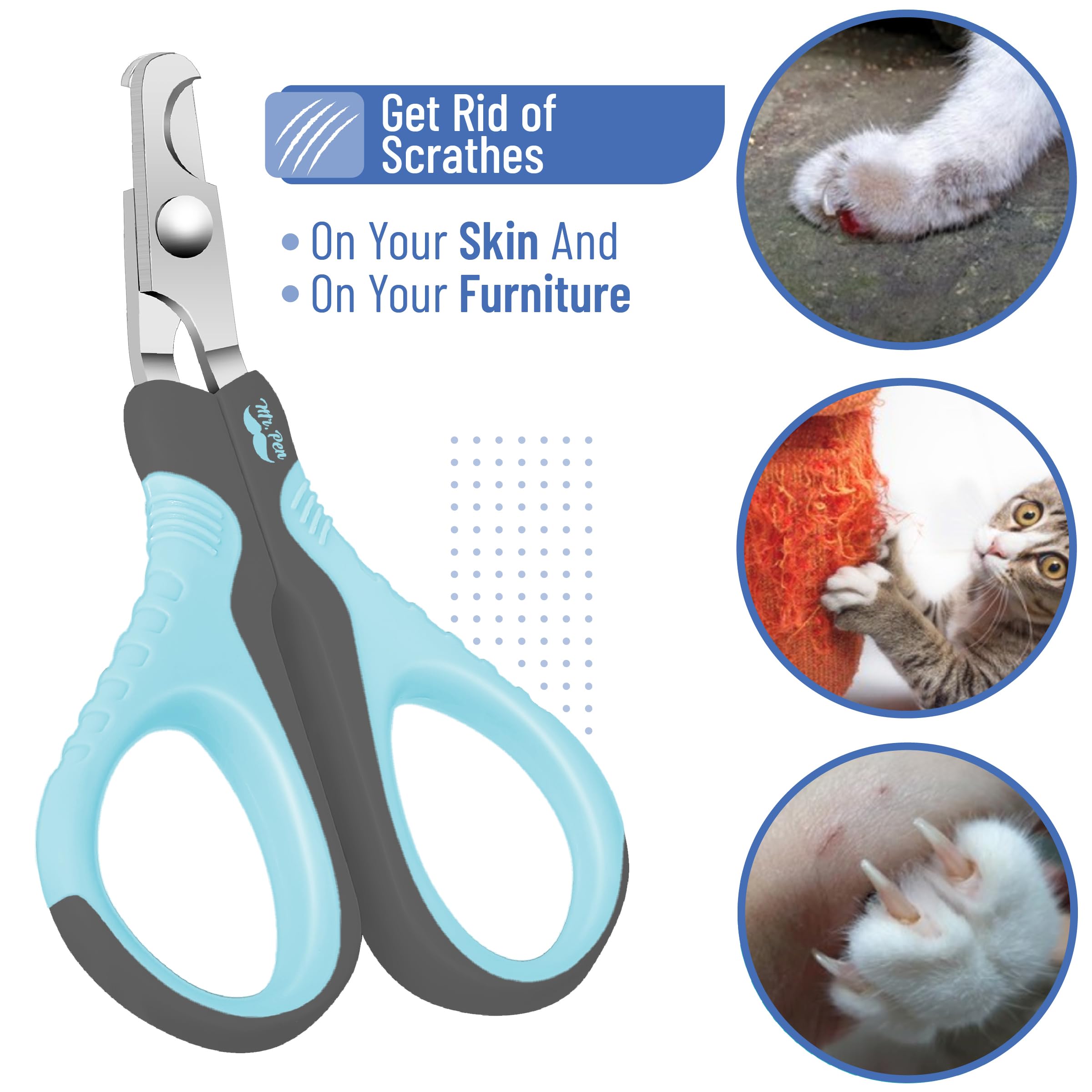 Mr. Pen- Cat Nail Clipper, Sky Blue & Dark Gray Cat Nail Trimmer, Cat Nail Clippers, Cat Claw Clippers, Cat Clippers For Nails, Pet Nail Clippers, Kitten Nail Clipper, Small Dog Nail Clipper