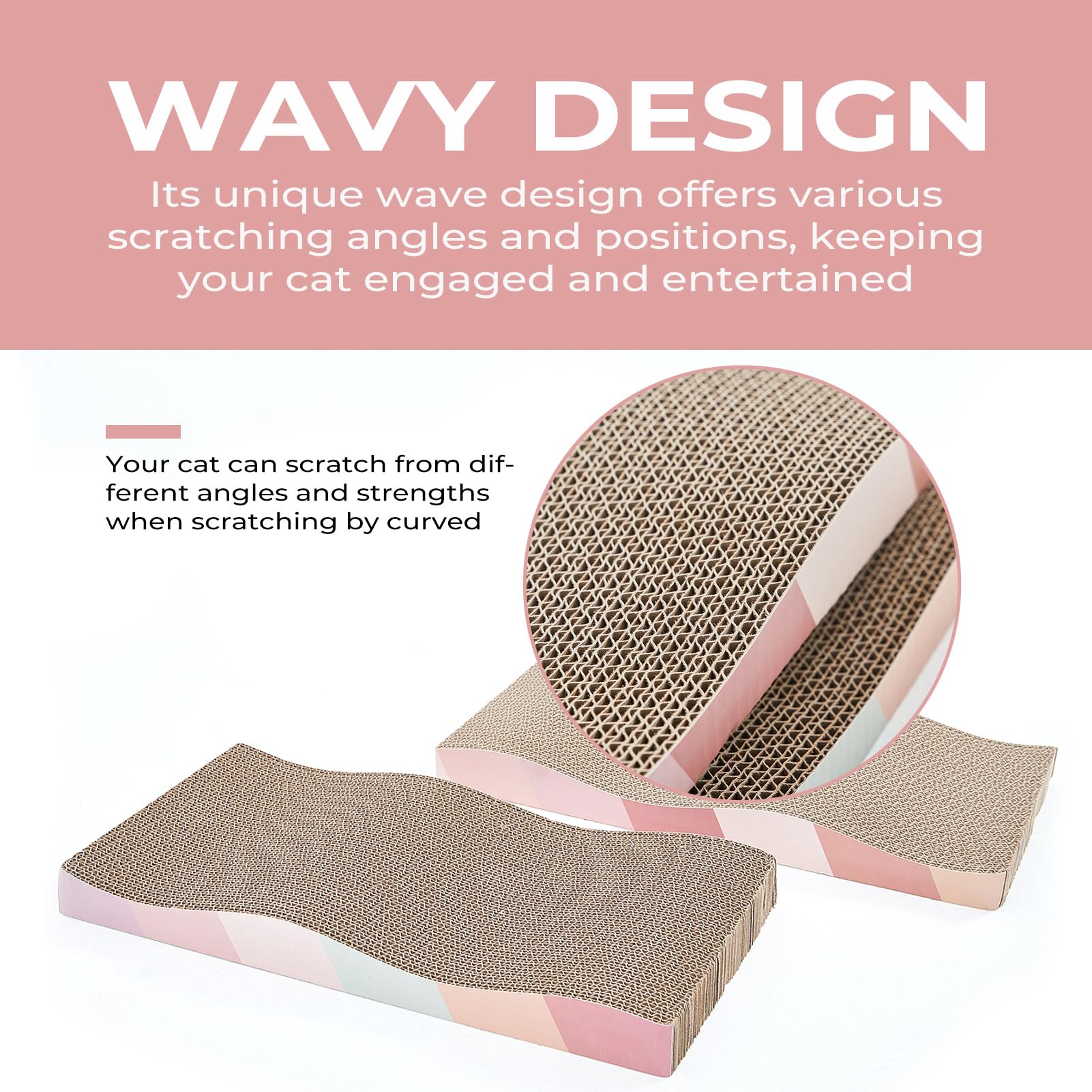 Sidazon Cat Scratch Pad Cardboard Cat Scratchers For Indoor Cats Reversible Large Wide Corrugated With Catnip(1Pcs)