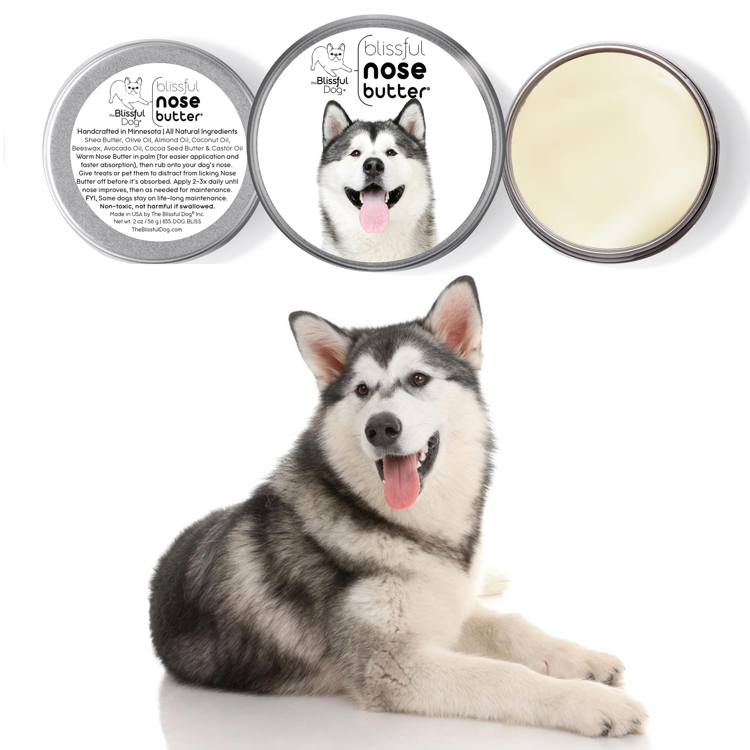 The Blissful Dog Malamute Unscented Nose Butter - Dog Nose Butter, 1 Ounce