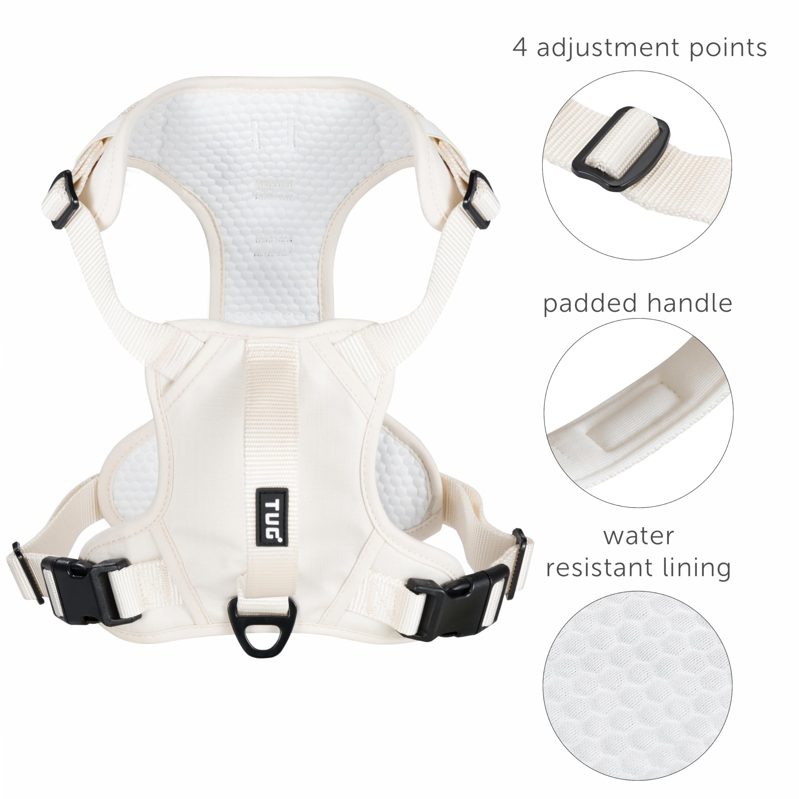 Tug Dog Harness With 2 Leash Connection Points | Adjustable, Padded, Lightweight | Handle On Back | No-Pull Front Clip (Small, C