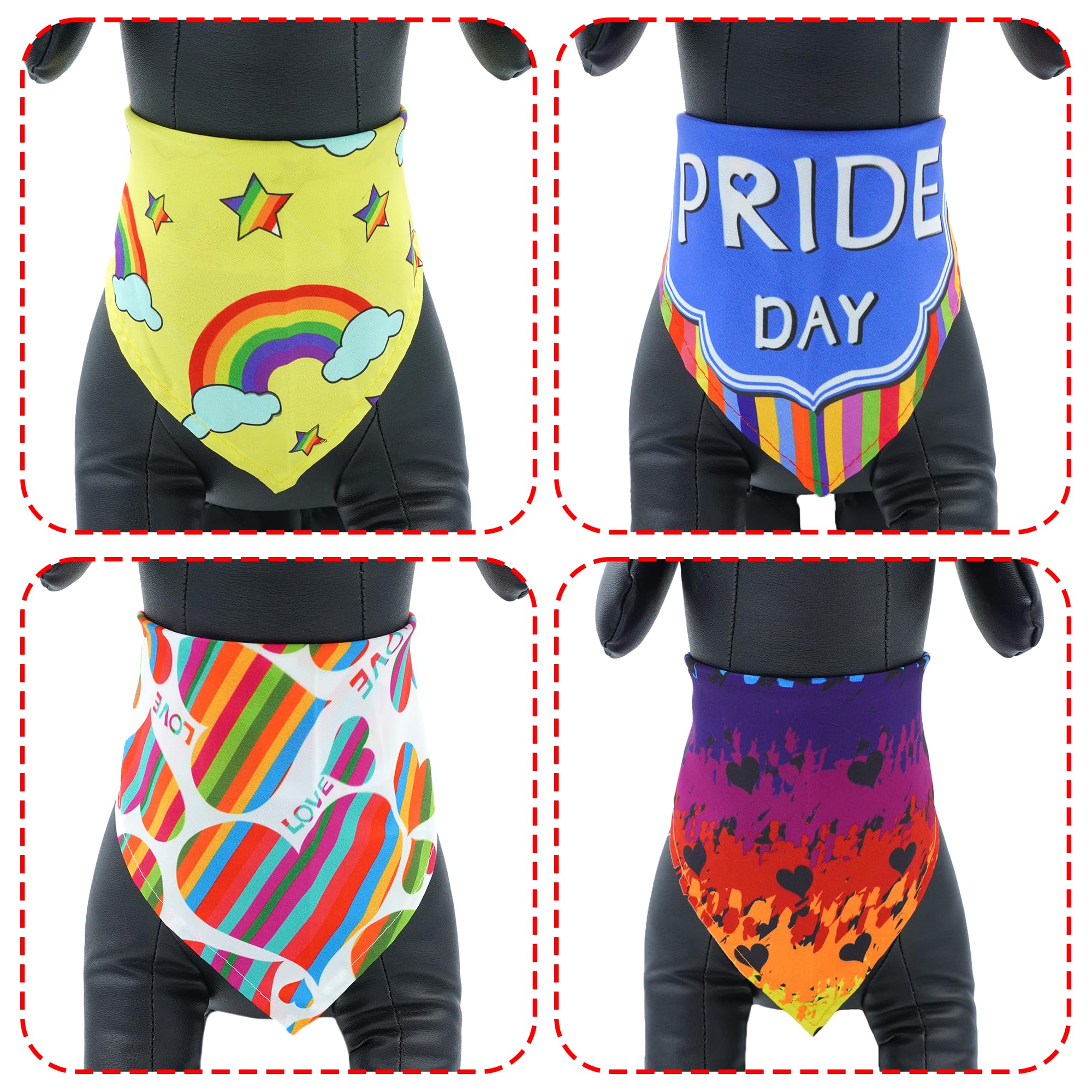 Jpgdn 100Pcs Pride Day Dog Bandanas Bulk Rainbow Adjustable Triangle Bibs Scarves Kerchief For Small Medium Boys Girls Grooming