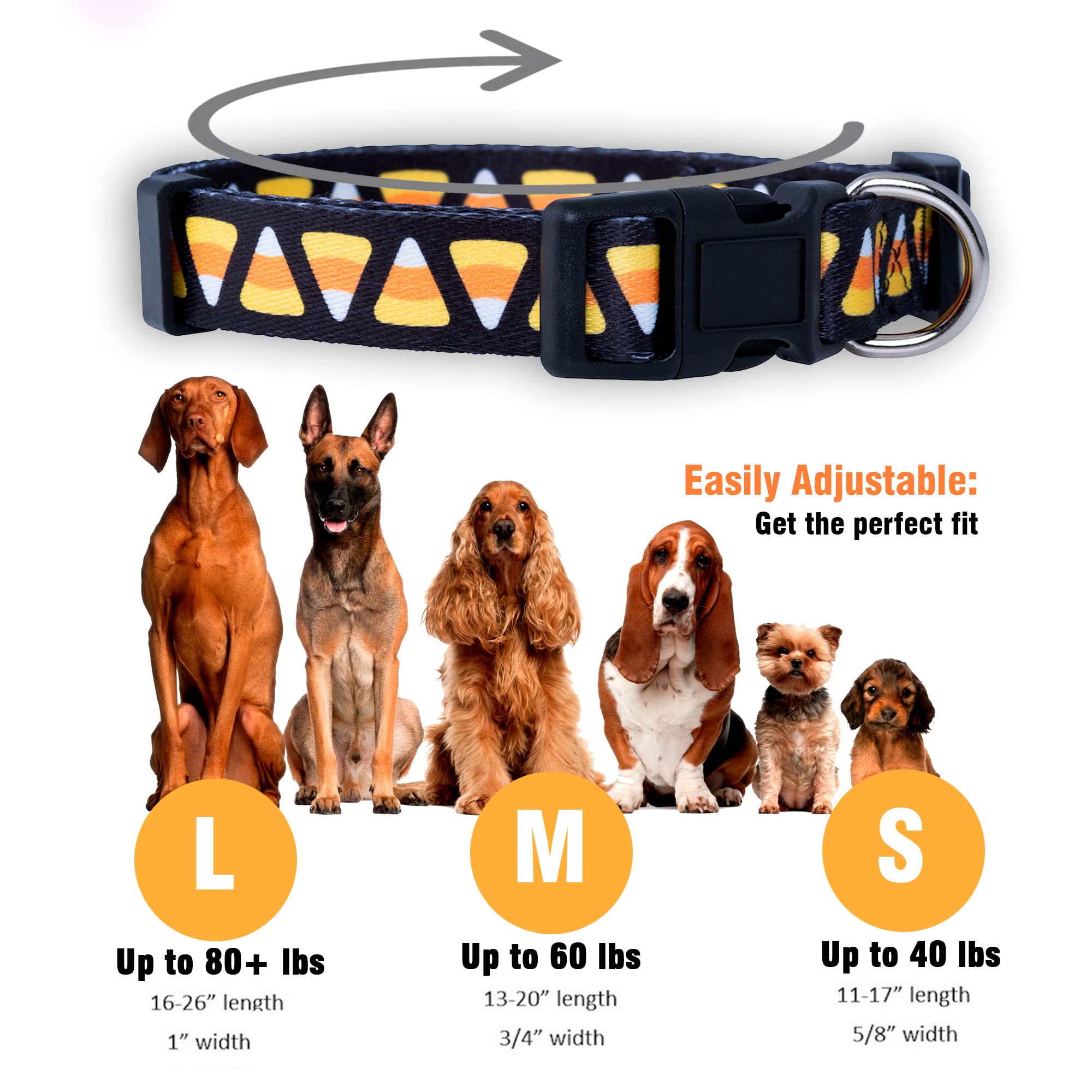 Native Pup Halloween Dog Collar (Large, Candy Corn)