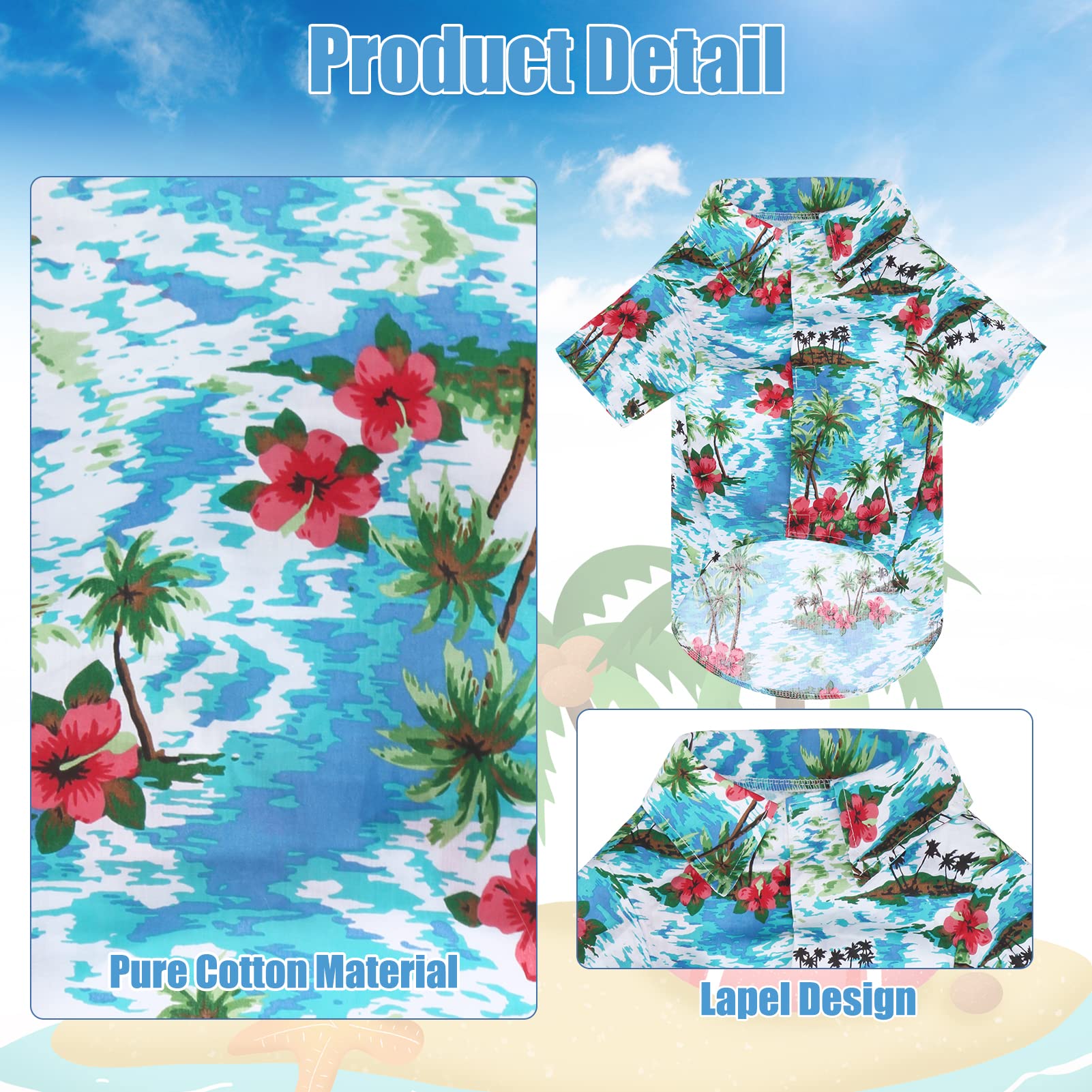 Expawlorer Dog Hawaiian Shirt - Dog Summer Clothes, Breathable Dog Polo T-Shirts With Floral And Sea Island Pattern,Puppy Outfit,Dog Shirt For Small Medium Large Dogs Boy And Girl In Hot Days