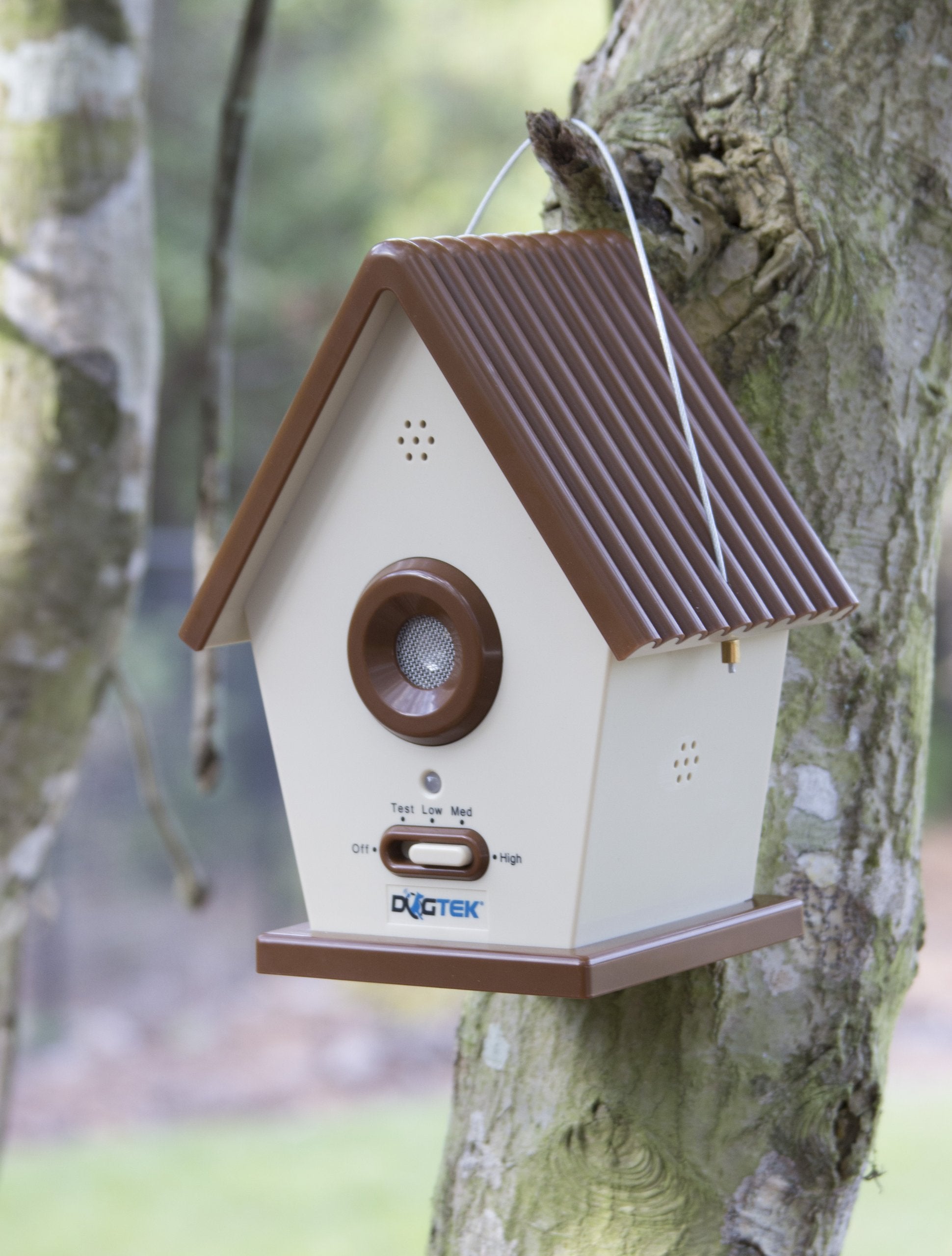 DOGTEK Sonic Bird House Bark Control - Outdoor/Indoor, Beige, New Version for Effective Dog Training