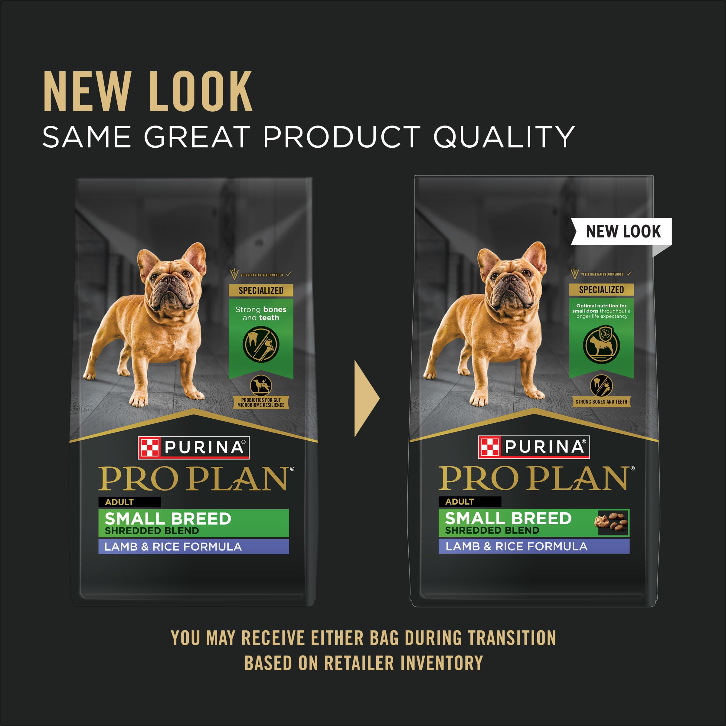 Purina Pro Plan Small Breed Dry Dog Food Shredded Blend Lamb and Rice Formula with Guaranteed Live Probiotics - 18 lb. Bag