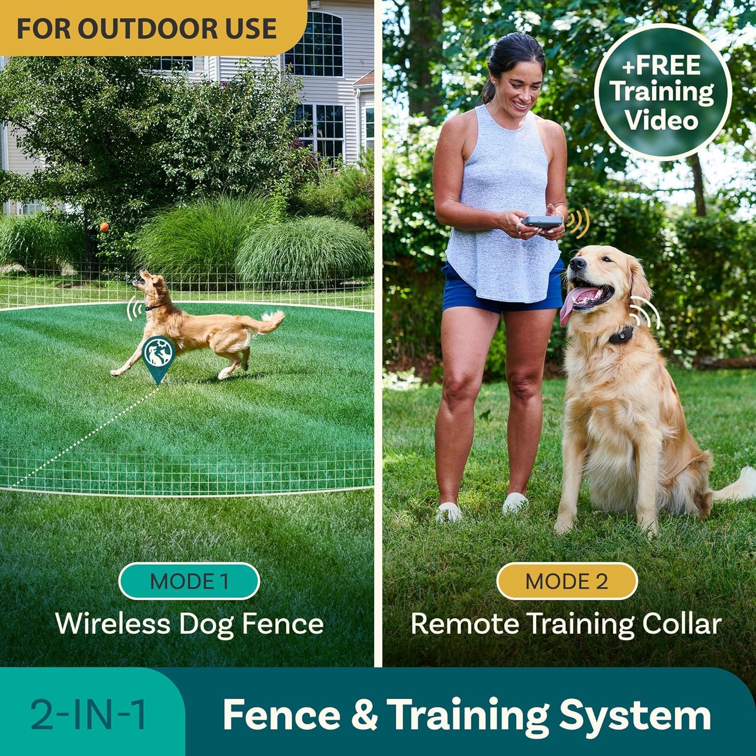 Petcove Wireless Dog Fence & Remote Training Collar, 2.4Ghz Non-Gps Fence For Dogs Wireless, 2 In 1 Wireless Dog Fence System, B