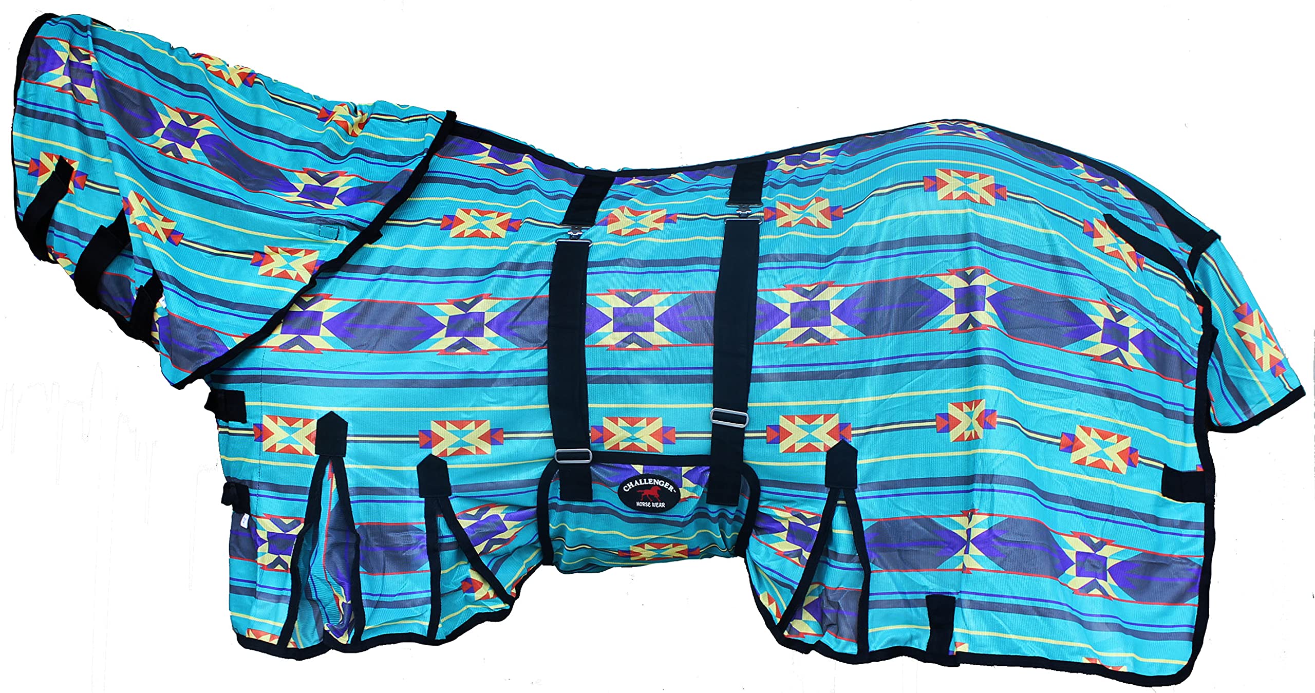 Challenger 64'' Horse Mesh Summer Scrim Sheet Flysheet Spring Airflow Neck Teal Aztec 73113