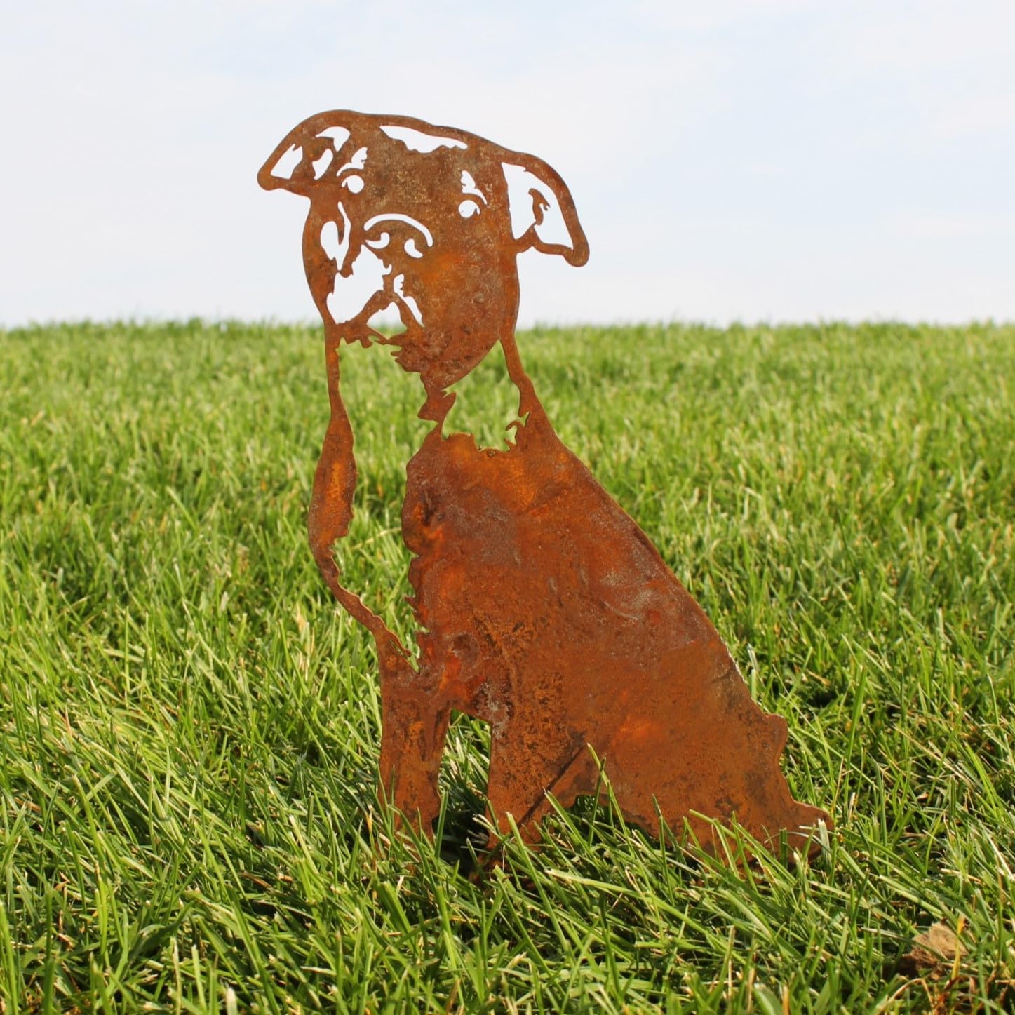 My Metal Rescue Corten Steel American Pit Bull Terrier Dog Silhouette Yard Stake (Small)