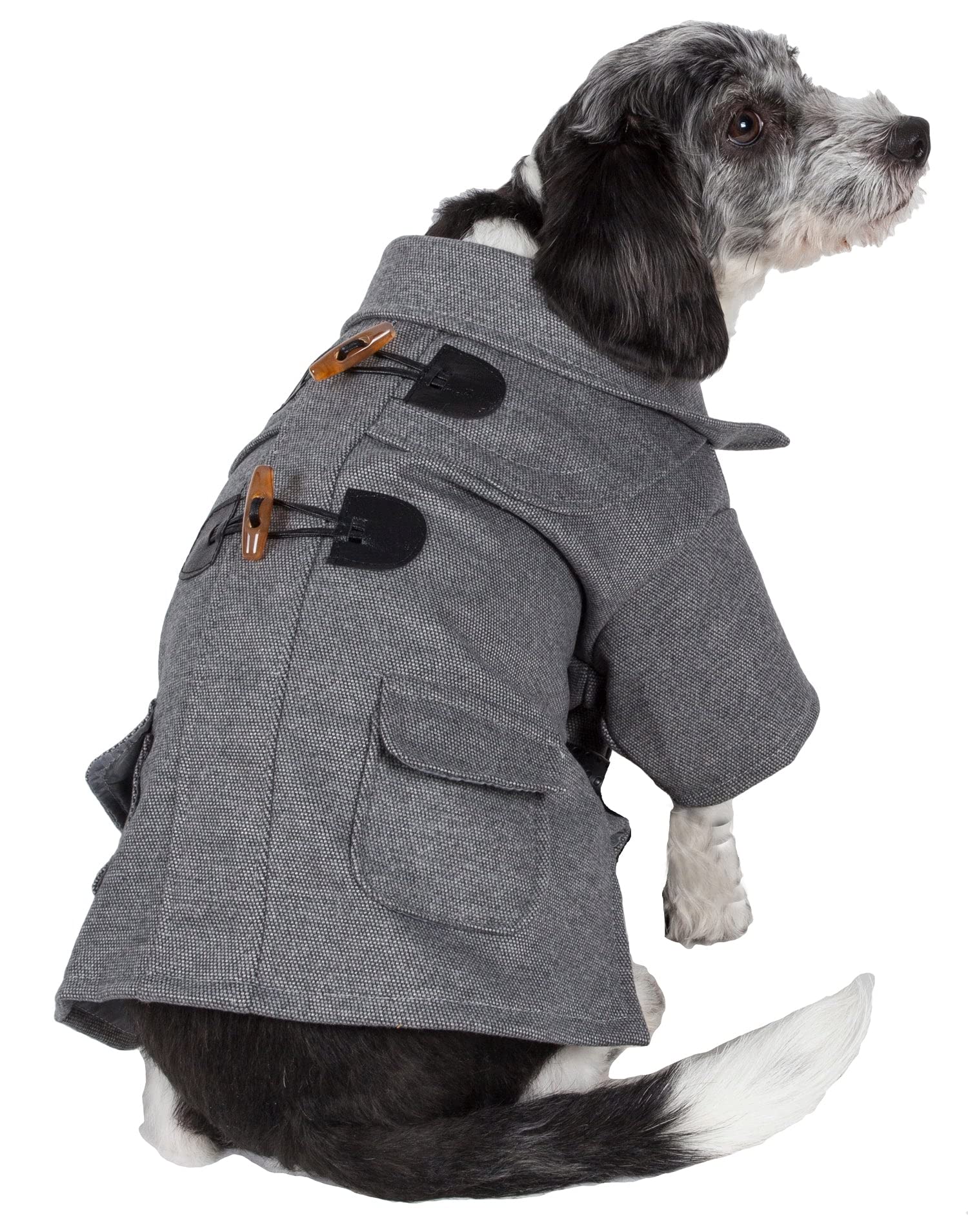 Pet Life Military Rivited Designer Wool Fall and Winter Dog Coat - Featuring Designer Dog Collars and Trims with Belly snap encl