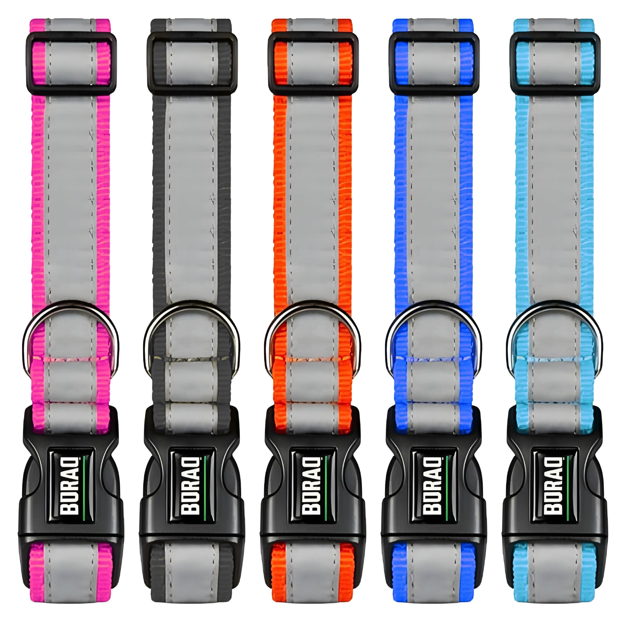 Buraq Pets 5 Pcs Reflective Dog Collar Set Adjustable Nylon Collar