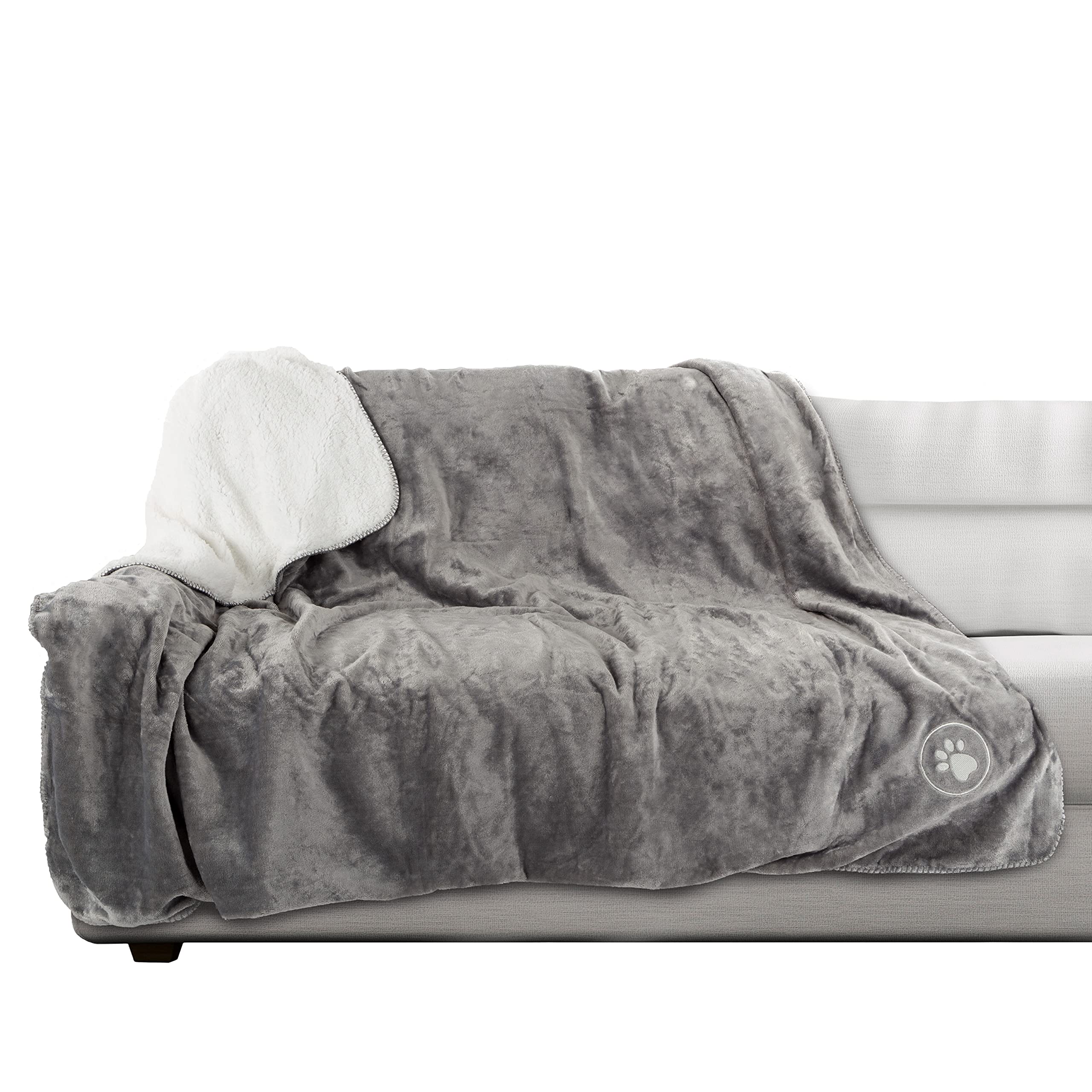 Waterproof Pet Blanket - 60X70-Inch Reversible Throw Protects Couch, Car, Bed From Spills, Stains, And Fur - Dog And Cat Blankets By Petmaker (Gray)