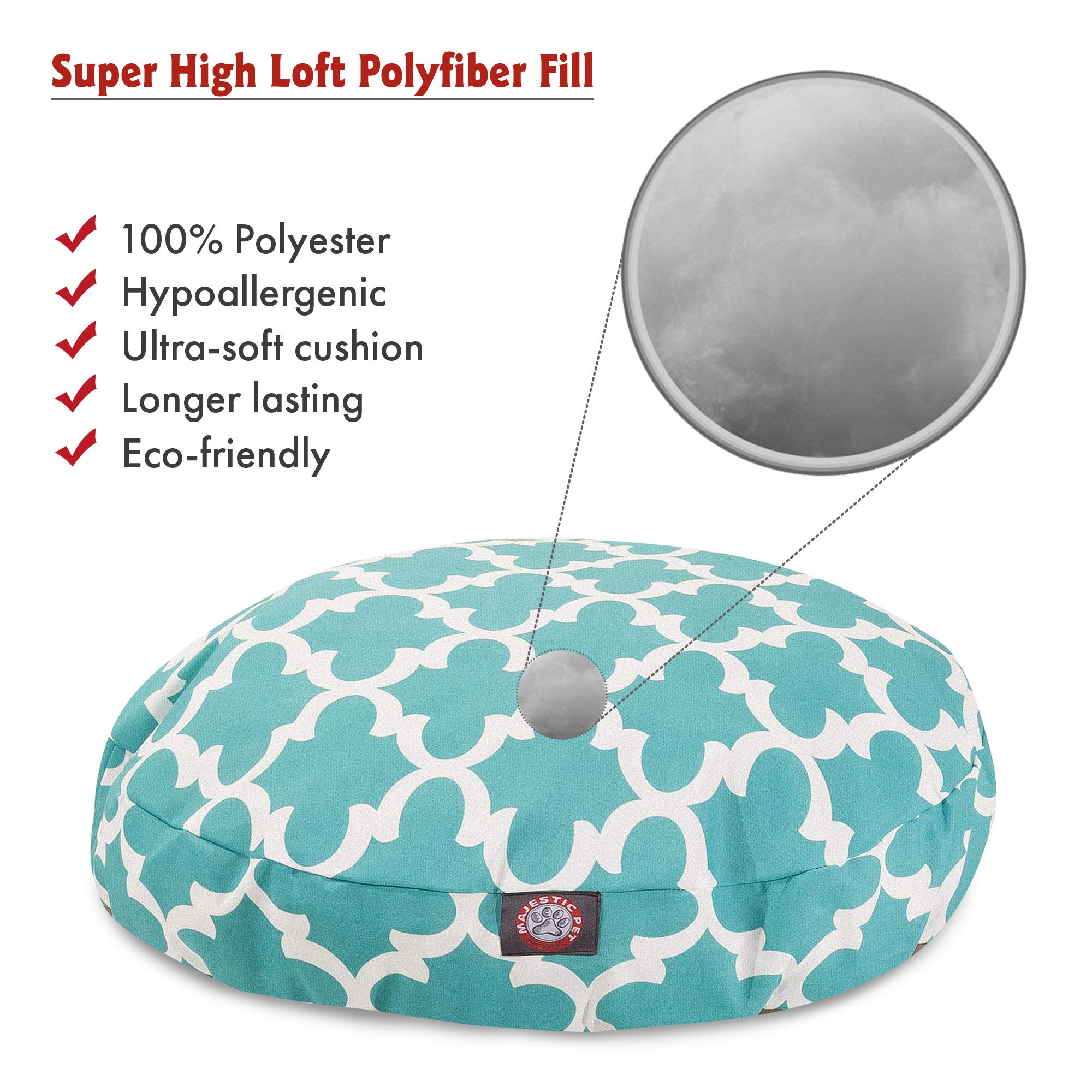Teal Trellis Large Round Indoor Outdoor Pet Dog Bed With Removable Washable Cover By Majestic Pet Products