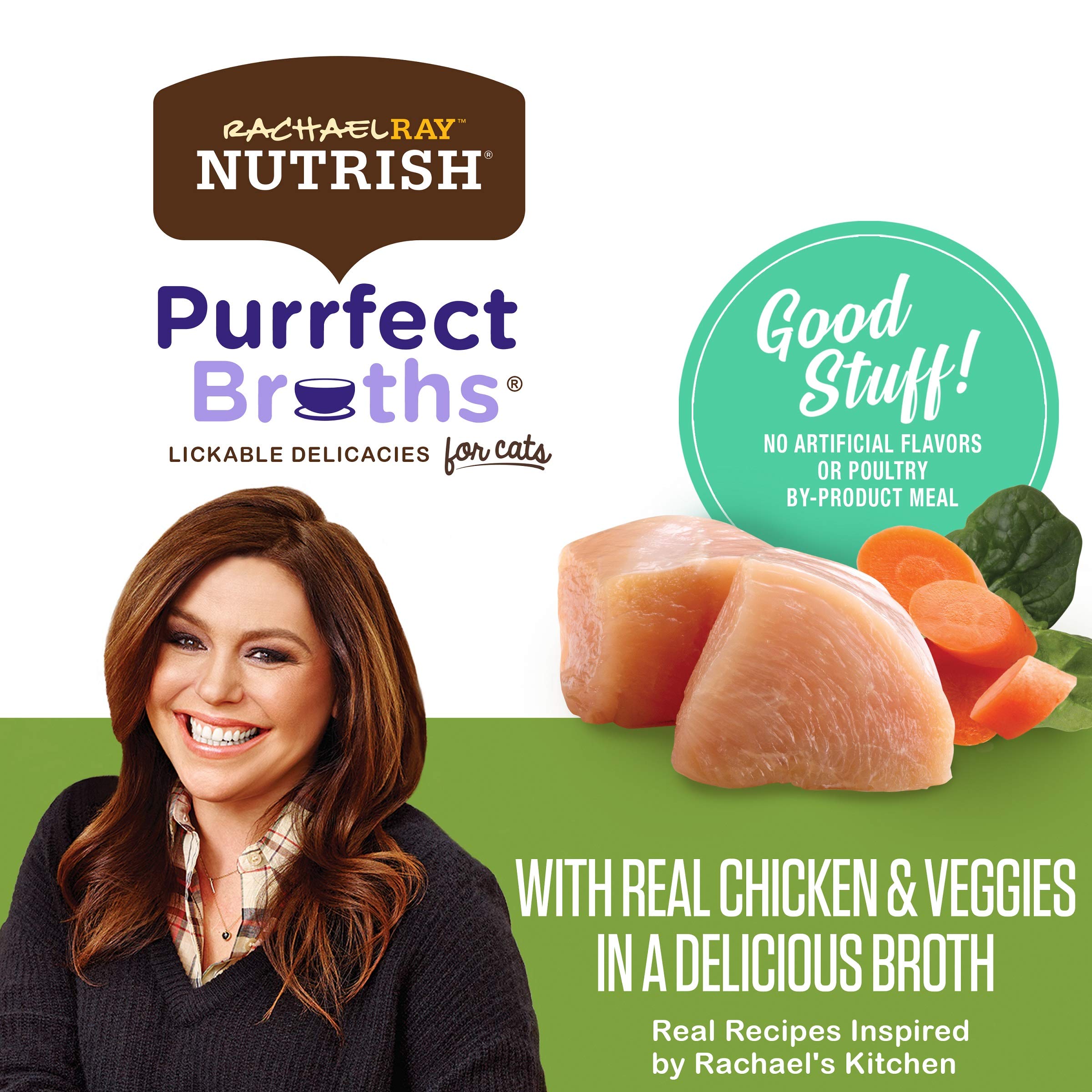 Rachael Ray Nutrish Purrfect Broths Wet Cat Food, Classic Chicken Recipe with White Meat Chicken & Veggies, 1.4 Ounce Pouch (Pac