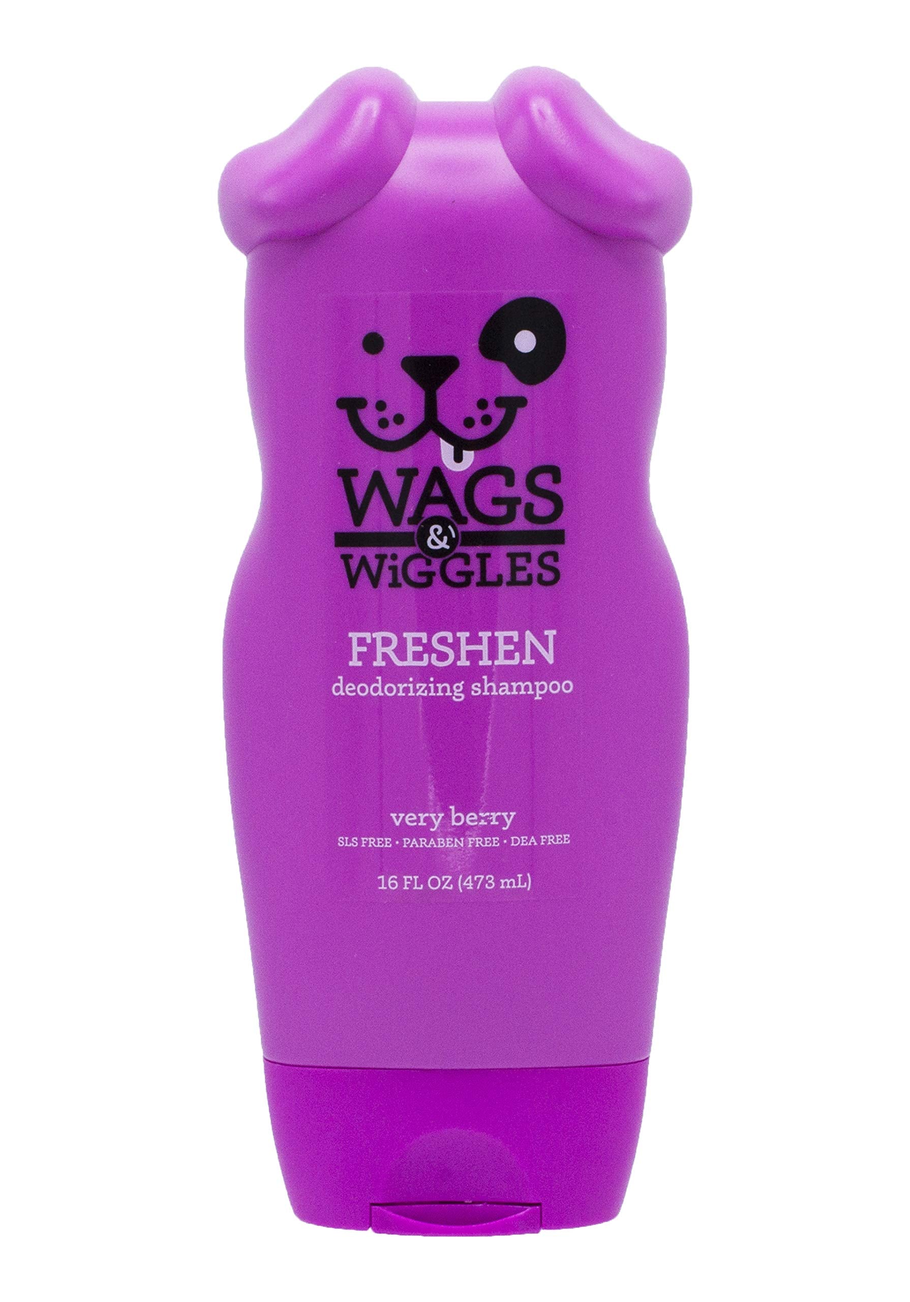 Wags & Wiggles Freshen Deodorizing Dog Shampoo in Very Berry Scent - Odor Control Dog Grooming Shampoo for Smelly Dogs, 16 Fl Oz
